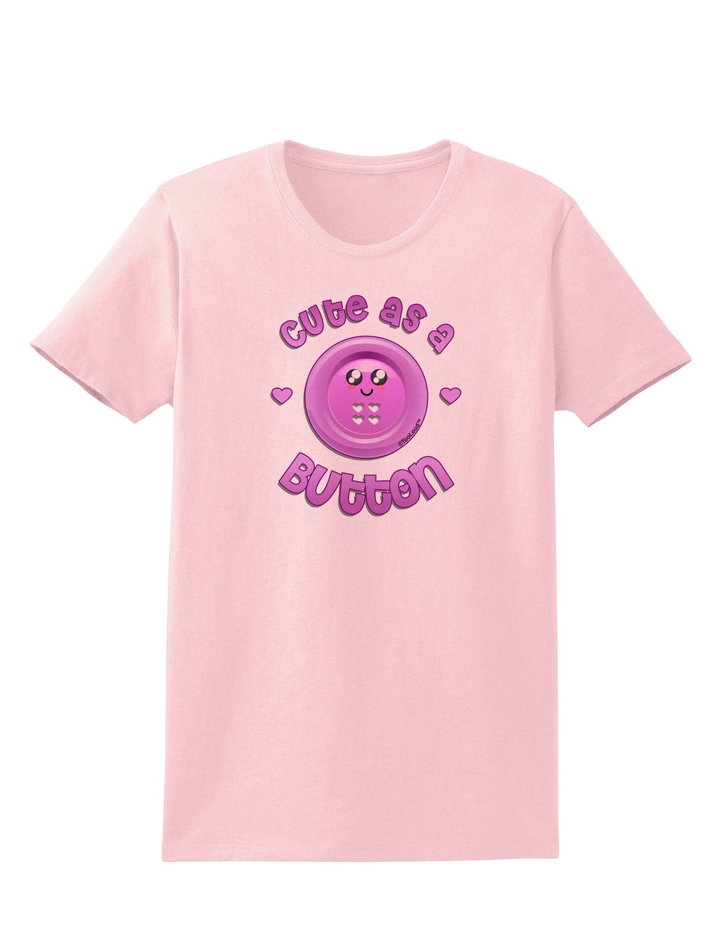 Cute As A Button Smiley Face Womens T-Shirt-Womens T-Shirt-TooLoud-PalePink-X-Small-Davson Sales