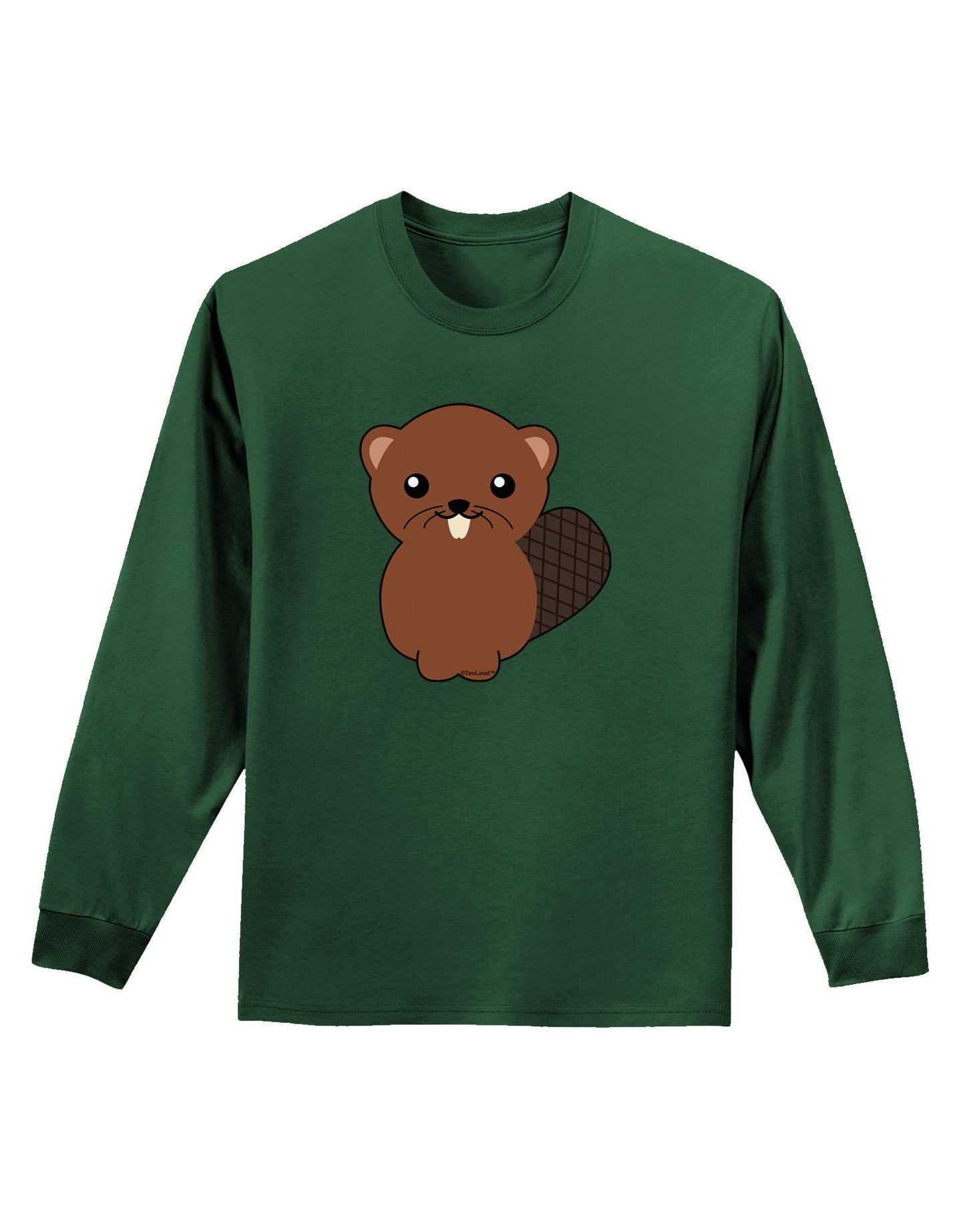 Cute Beaver Adult Long Sleeve Dark T-Shirt-TooLoud-Dark-Green-Small-Davson Sales