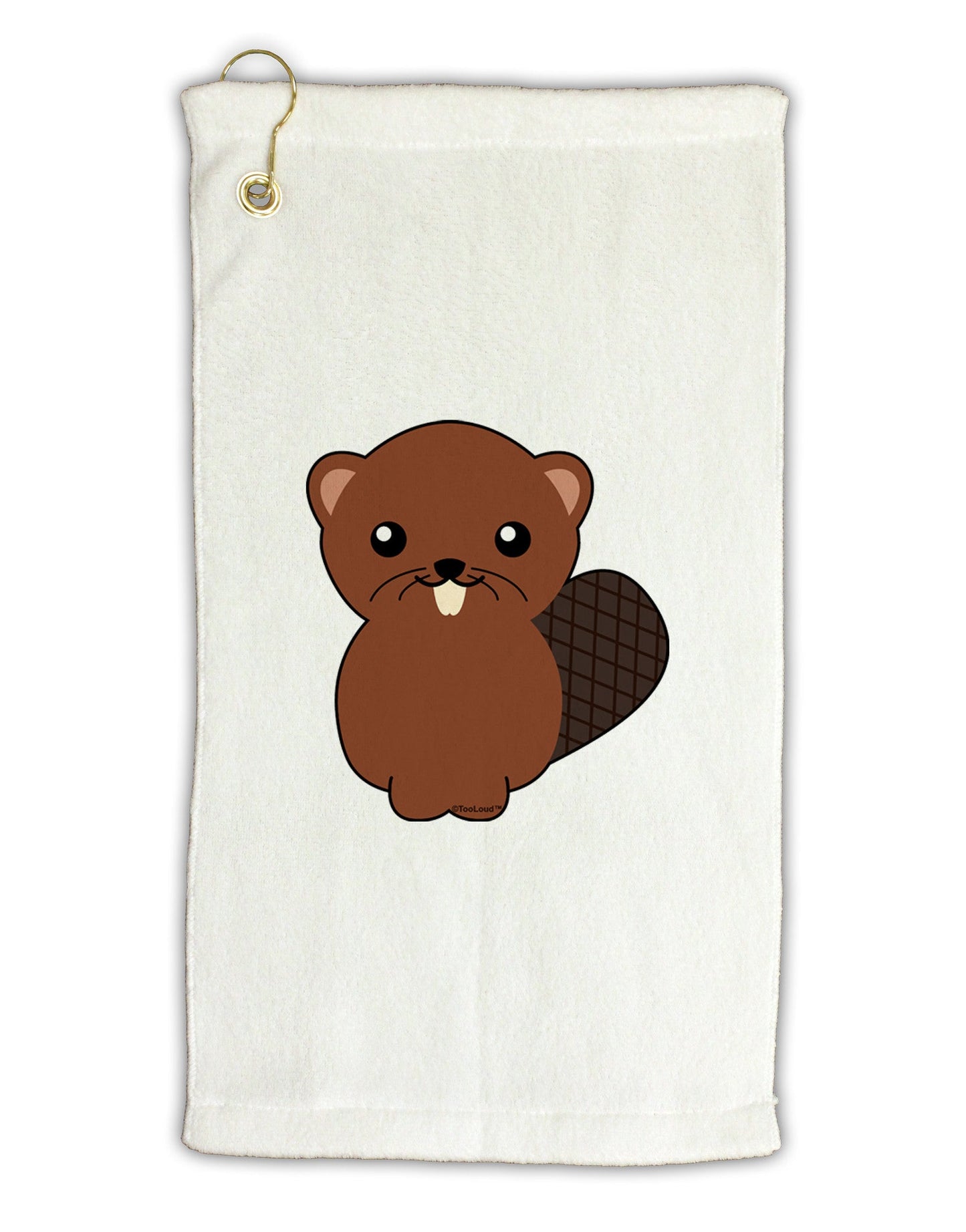 Cute Beaver Micro Terry Gromet Golf Towel 11"x19-Golf Towel-TooLoud-White-Davson Sales