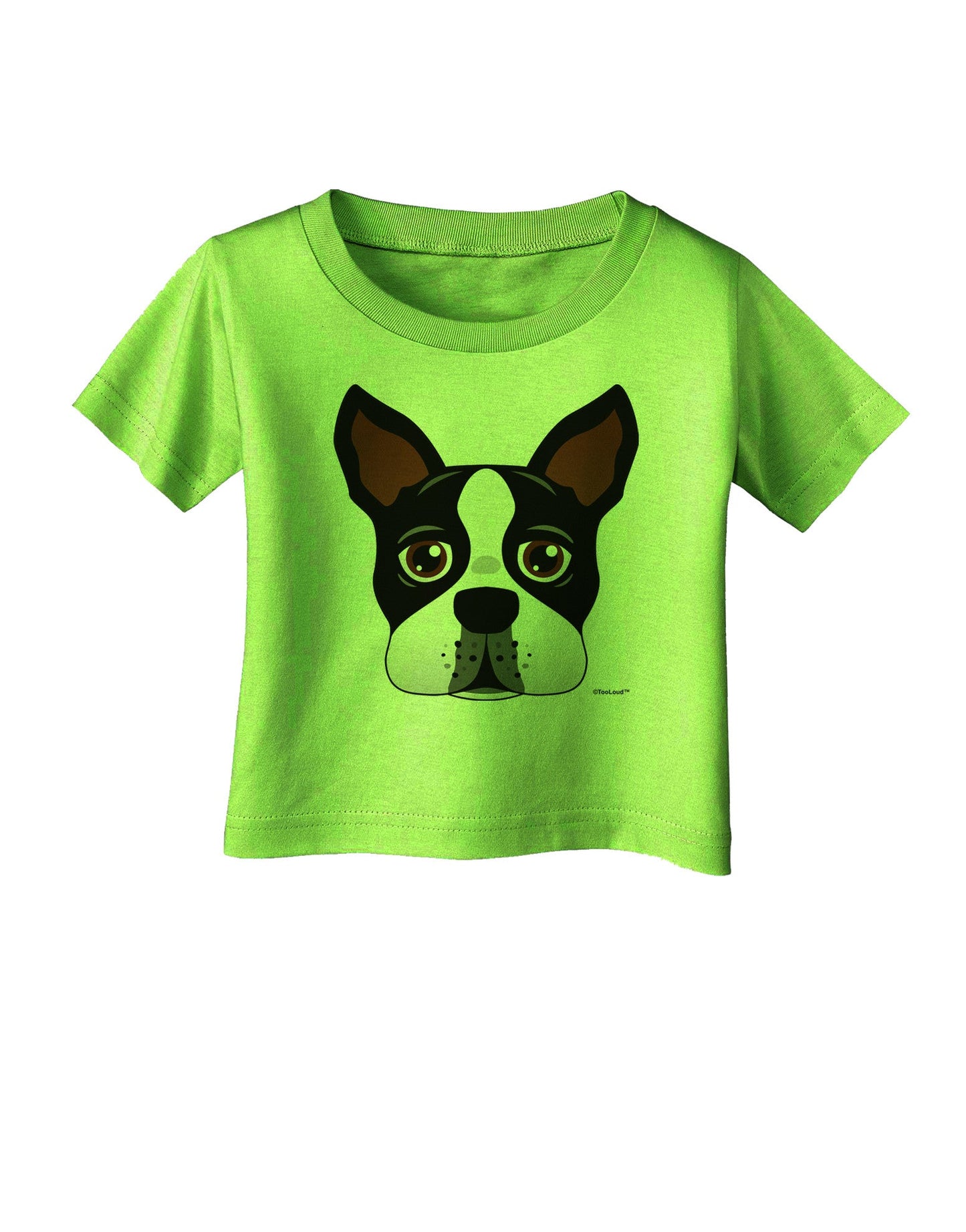 Cute Boston Terrier Dog Face Infant T-Shirt-Infant T-Shirt-TooLoud-Lime-Green-06-Months-Davson Sales