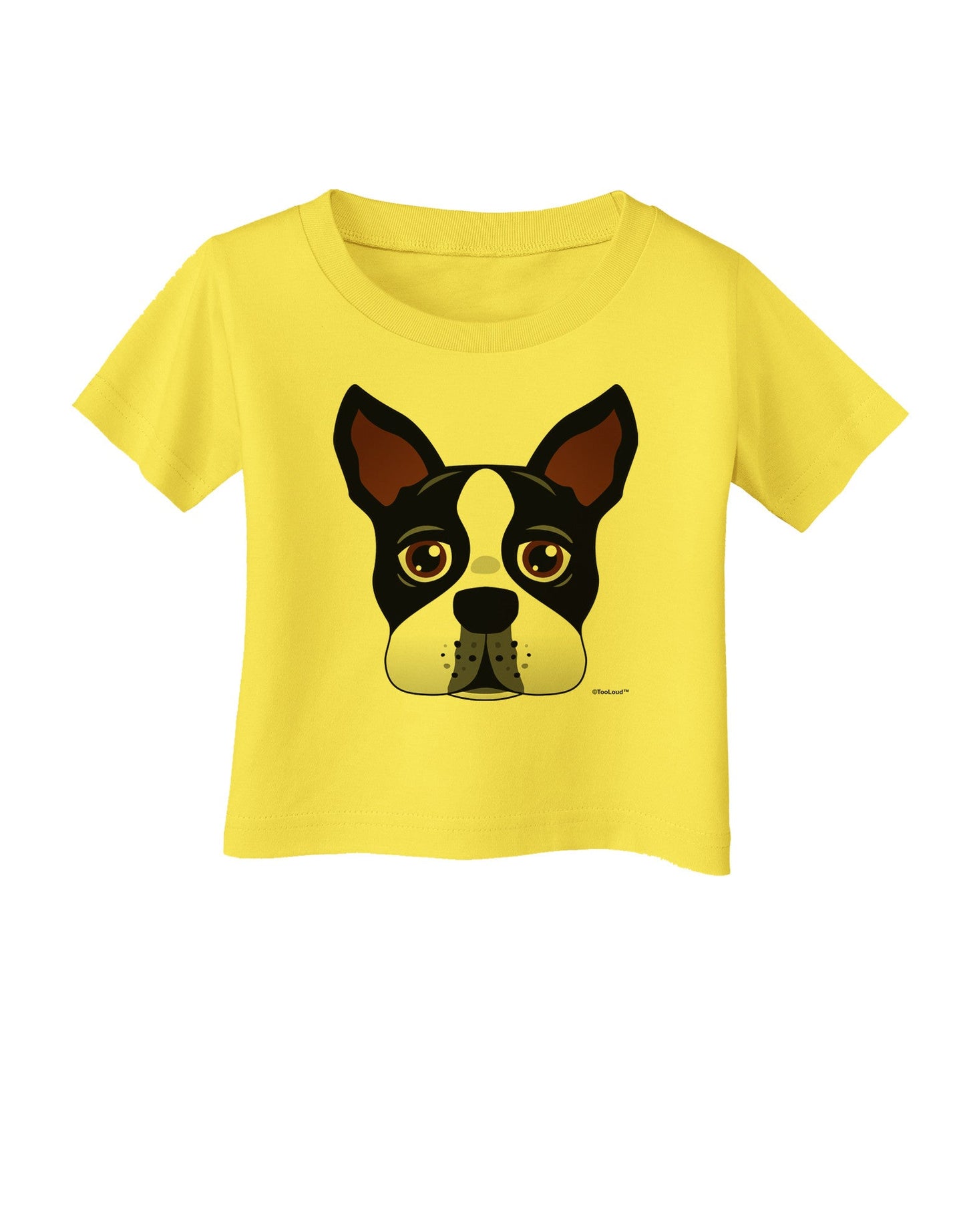 Cute Boston Terrier Dog Face Infant T-Shirt-Infant T-Shirt-TooLoud-Yellow-06-Months-Davson Sales