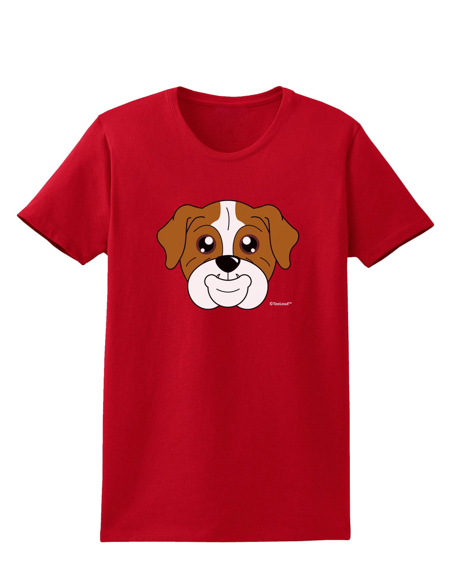 Cute Bulldog - Red Womens Dark T-Shirt by TooLoud-Womens T-Shirt-TooLoud-Red-X-Small-Davson Sales
