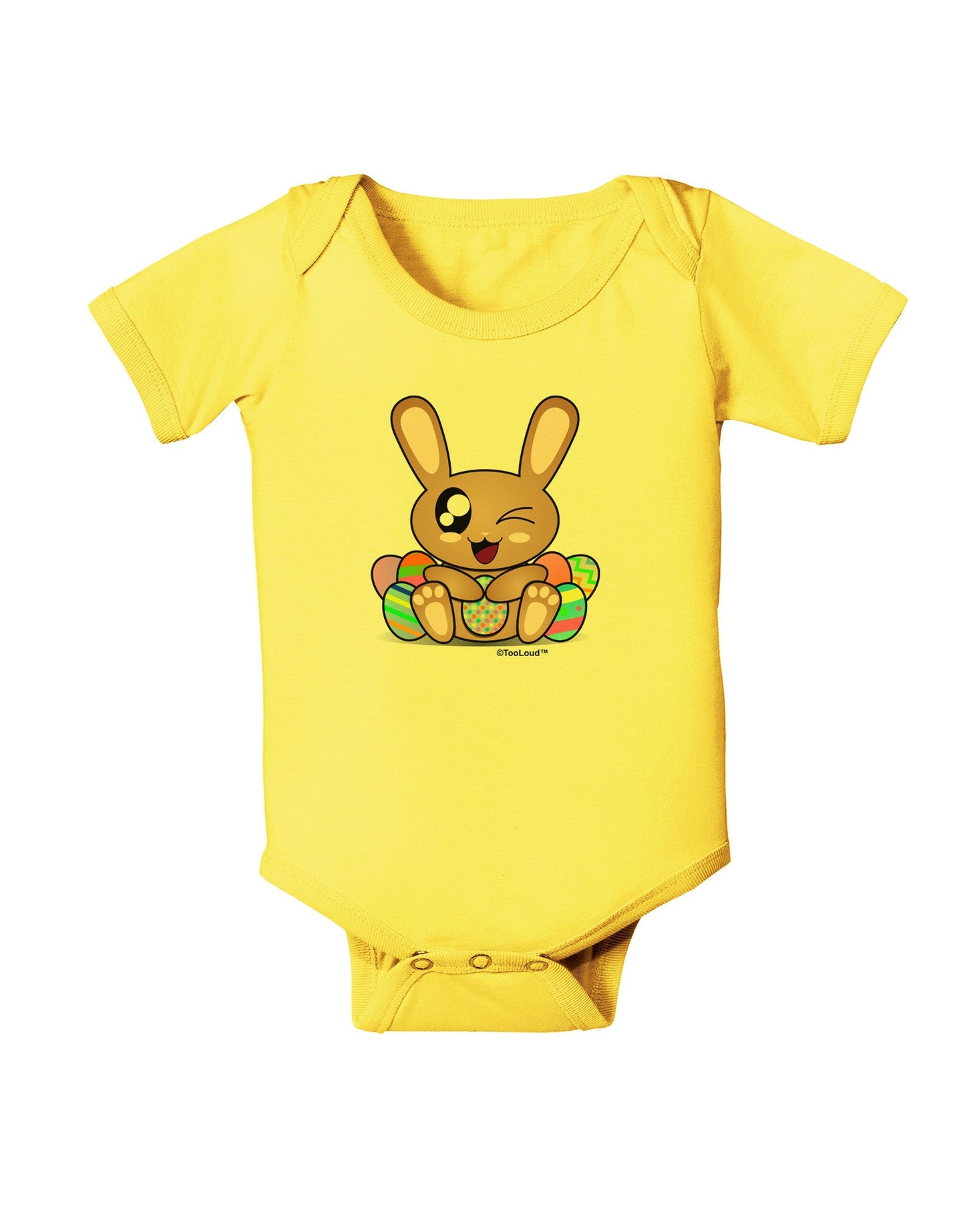 Cute Bunny with Eggs Baby Romper Bodysuit-Baby Romper-TooLoud-Yellow-06-Months-Davson Sales