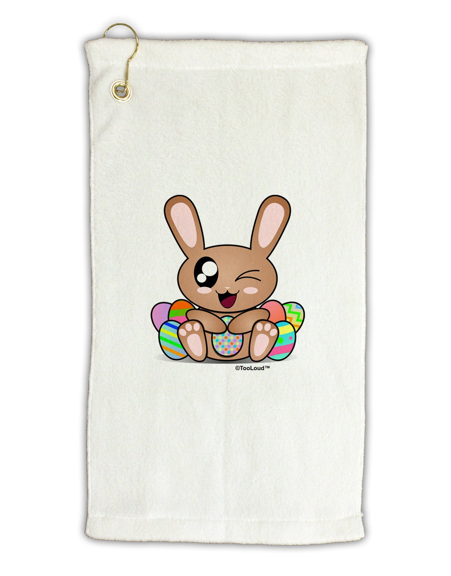 Cute Bunny with Eggs Micro Terry Gromet Golf Towel 16 x 25 inch-Golf Towel-TooLoud-White-Davson Sales
