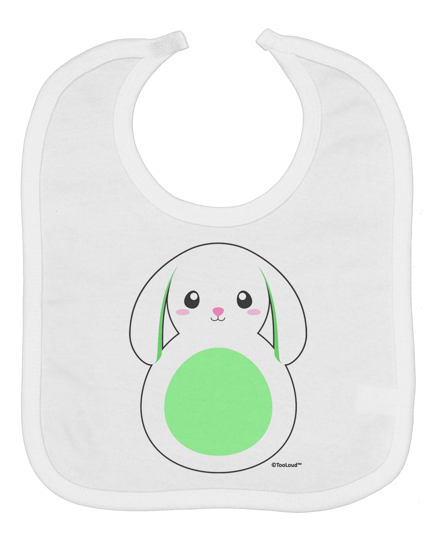 Cute Bunny with Floppy Ears - Green Baby Bib by TooLoud