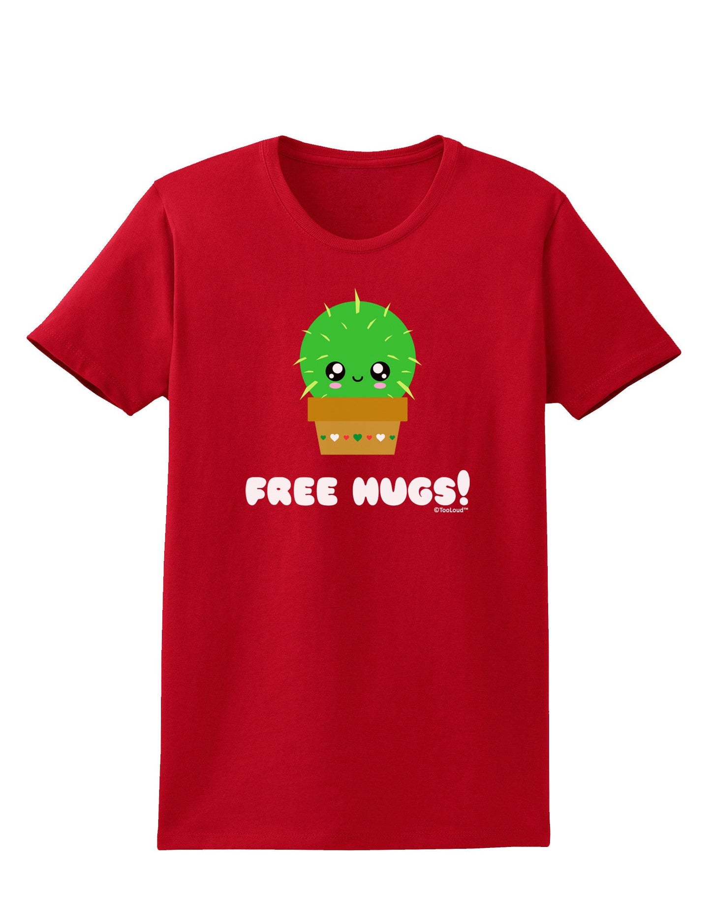 Cute Cactus - Free Hugs Womens Dark T-Shirt-Womens T-Shirt-TooLoud-Red-X-Small-Davson Sales