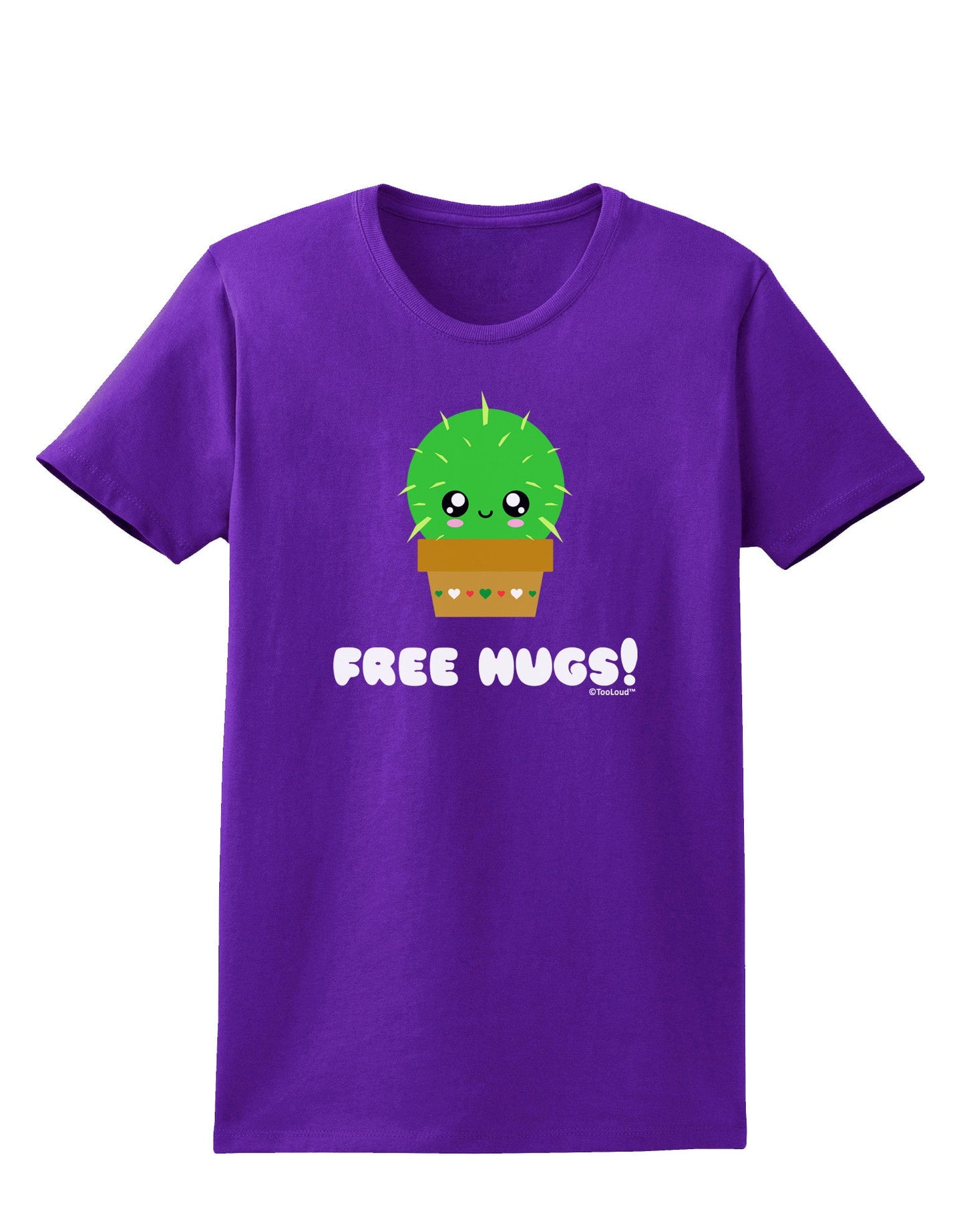 Cute Cactus - Free Hugs Womens Dark T-Shirt-Womens T-Shirt-TooLoud-Purple-X-Small-Davson Sales