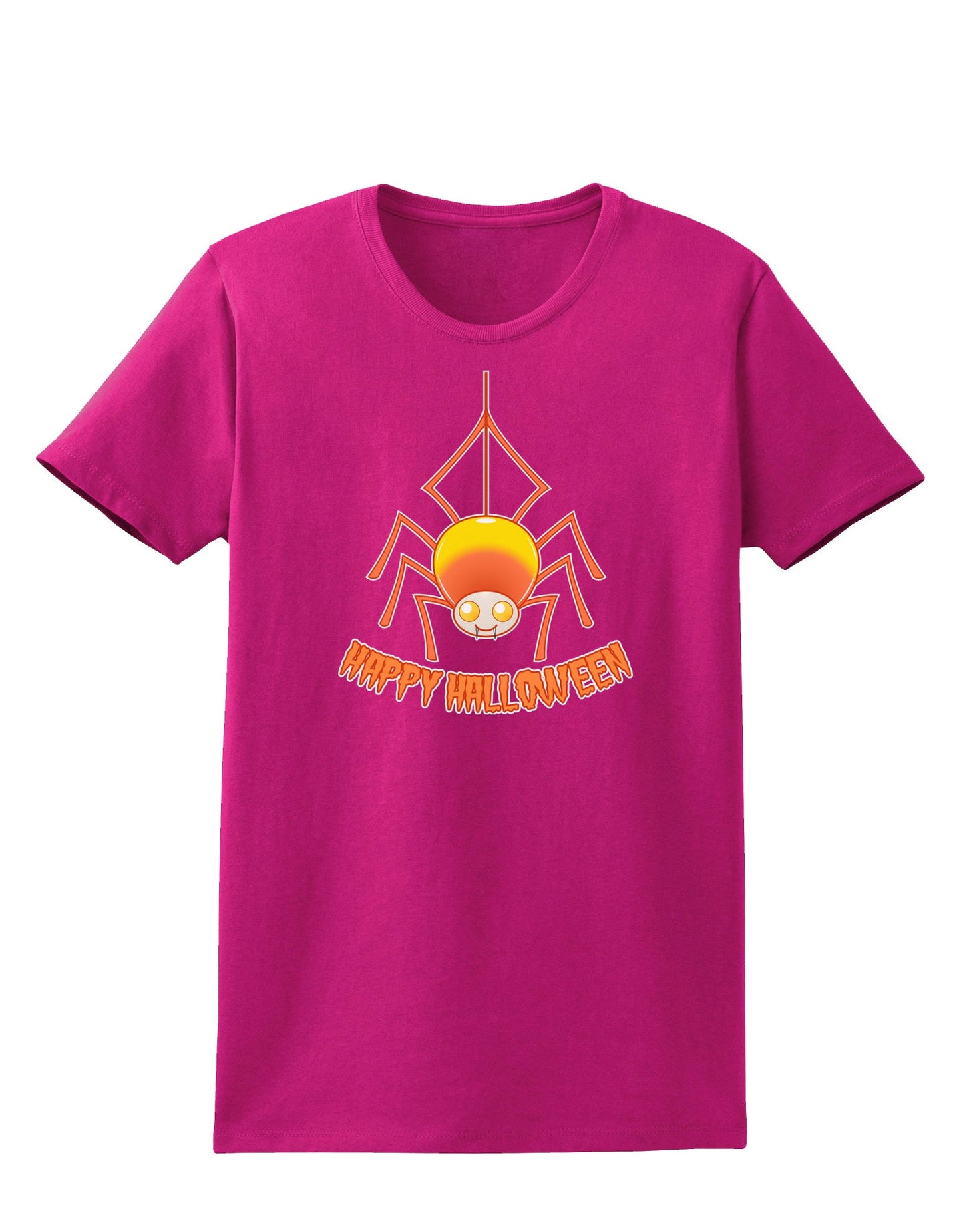 Cute Candy Corn Spider - Happy Halloween Womens Dark T-Shirt-Womens T-Shirt-TooLoud-Hot-Pink-Small-Davson Sales