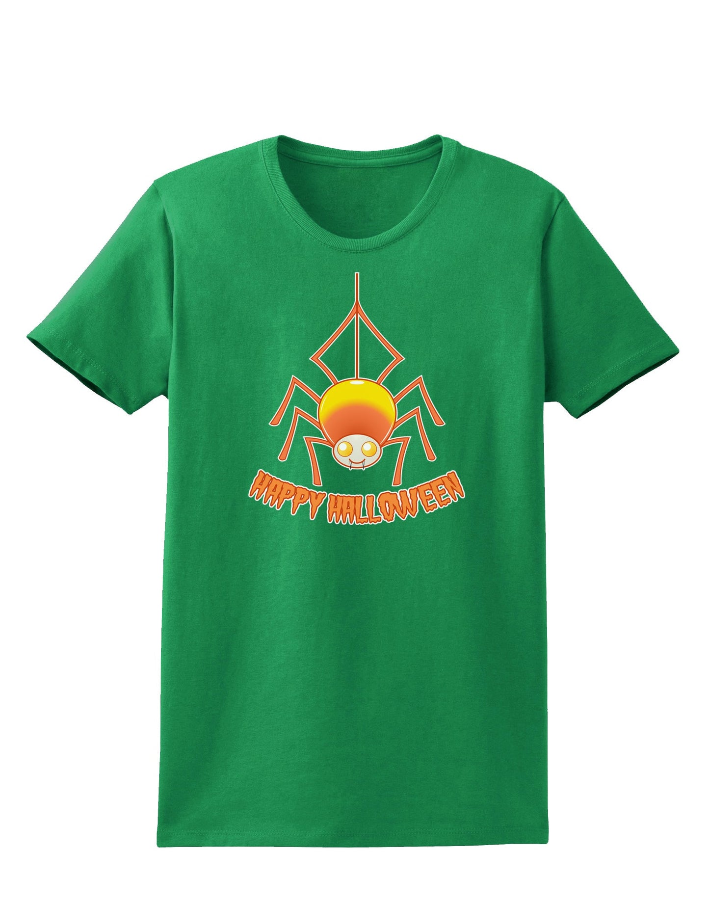 Cute Candy Corn Spider - Happy Halloween Womens Dark T-Shirt-Womens T-Shirt-TooLoud-Kelly-Green-X-Small-Davson Sales