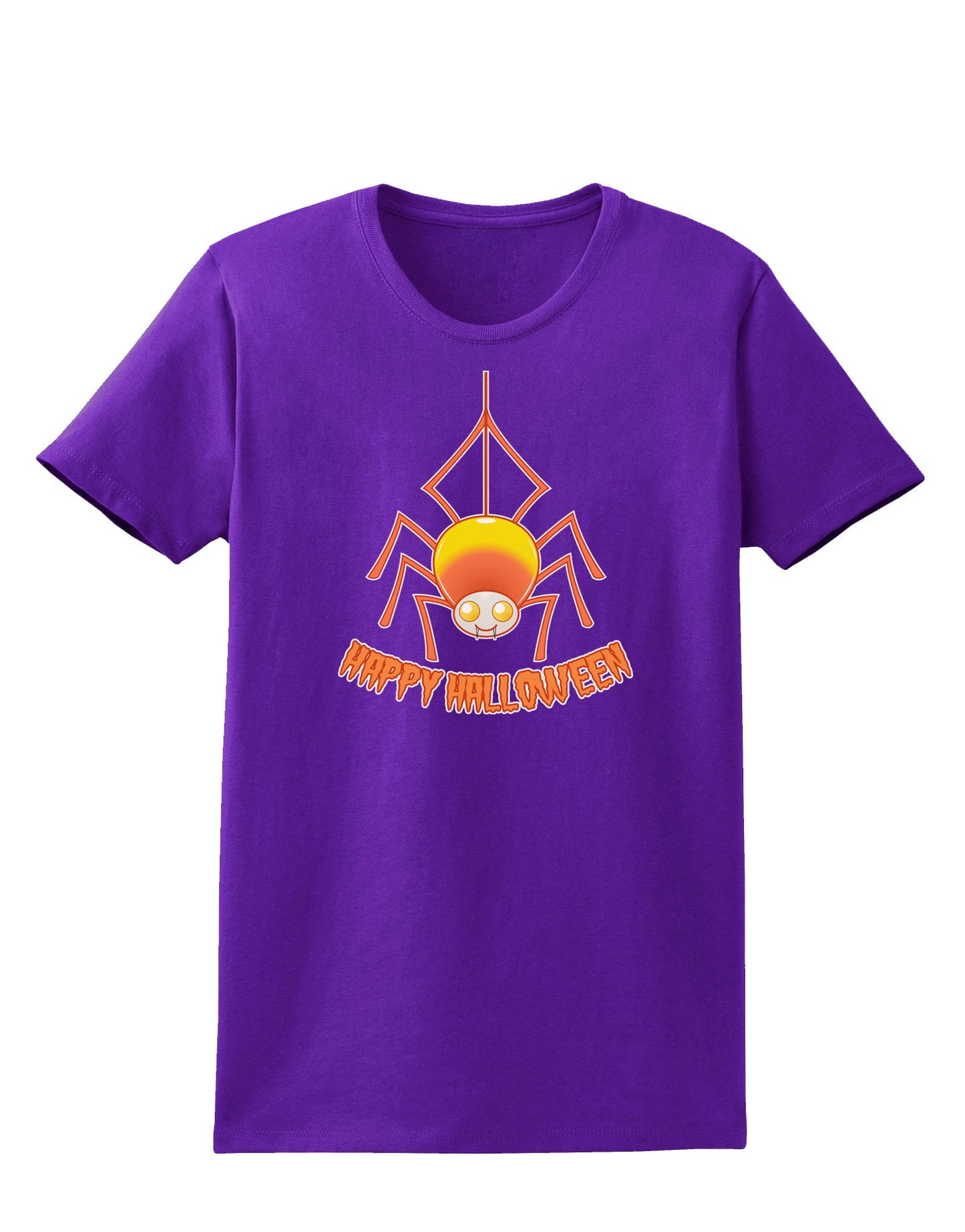 Cute Candy Corn Spider - Happy Halloween Womens Dark T-Shirt-Womens T-Shirt-TooLoud-Purple-X-Small-Davson Sales