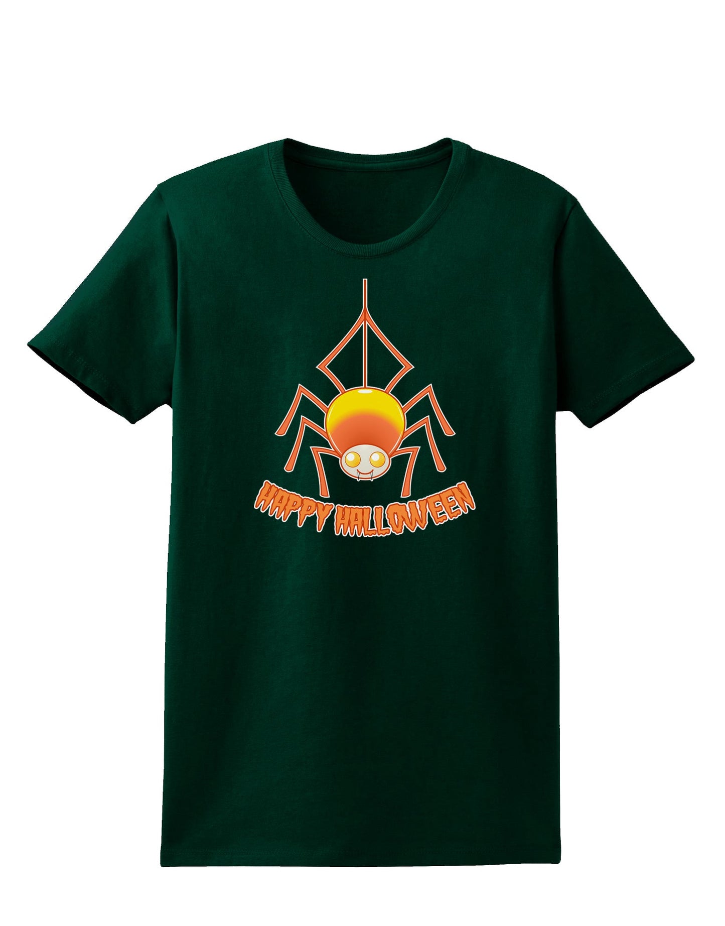 Cute Candy Corn Spider - Happy Halloween Womens Dark T-Shirt-Womens T-Shirt-TooLoud-Forest-Green-Small-Davson Sales