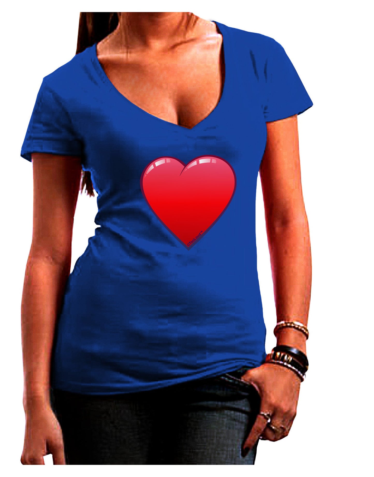 Cute Cartoon Heart Womens V-Neck Dark T-Shirt-Womens V-Neck T-Shirts-TooLoud-Royal-Blue-Juniors Fitted Small-Davson Sales