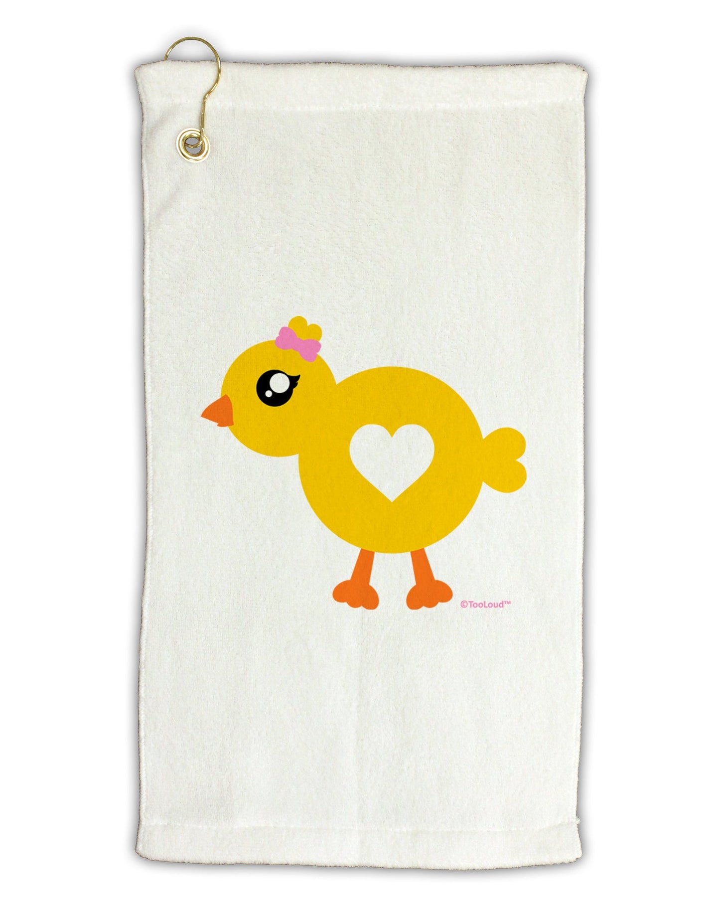 Cute Chick with Bow Micro Terry Gromet Golf Towel 16 x 25 inch by TooLoud-Golf Towel-TooLoud-White-Davson Sales