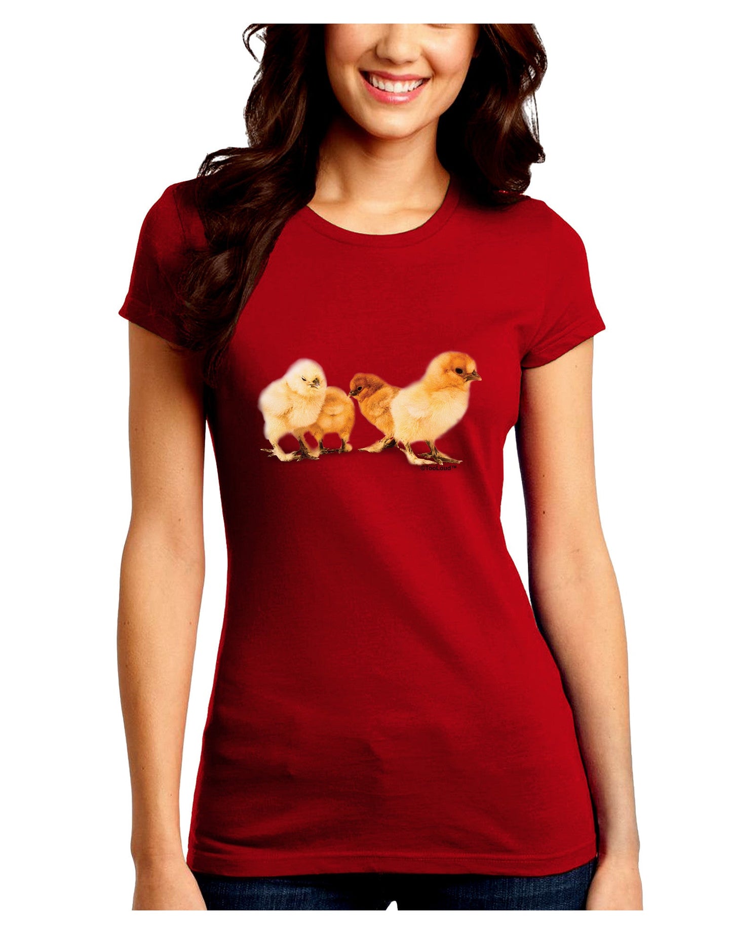 Cute Chicks Juniors Petite Crew Dark T-Shirt-T-Shirts Juniors Tops-TooLoud-Red-Juniors Fitted Small-Davson Sales