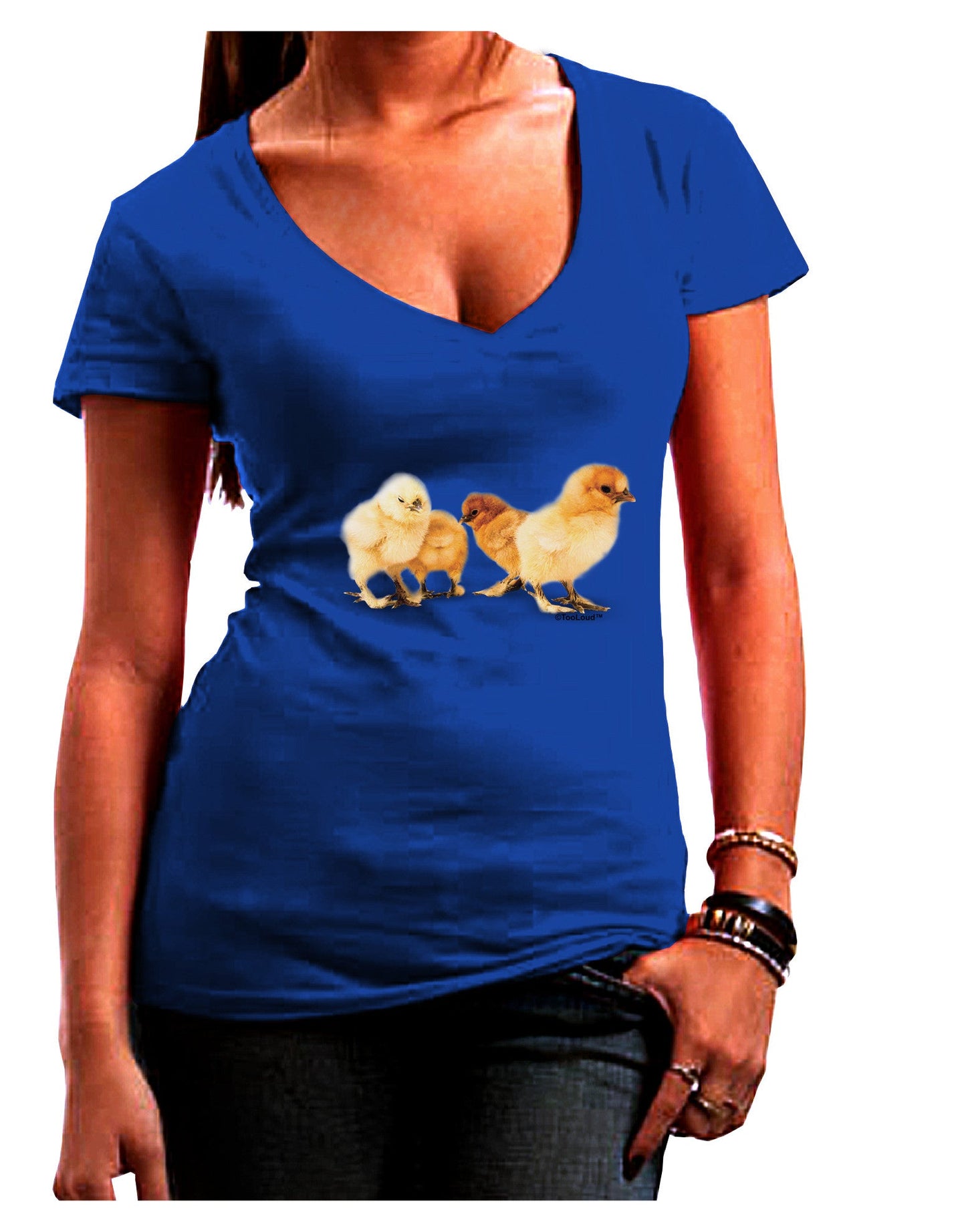 Cute Chicks Womens V-Neck Dark T-Shirt-Womens V-Neck T-Shirts-TooLoud-Royal-Blue-Juniors Fitted Small-Davson Sales