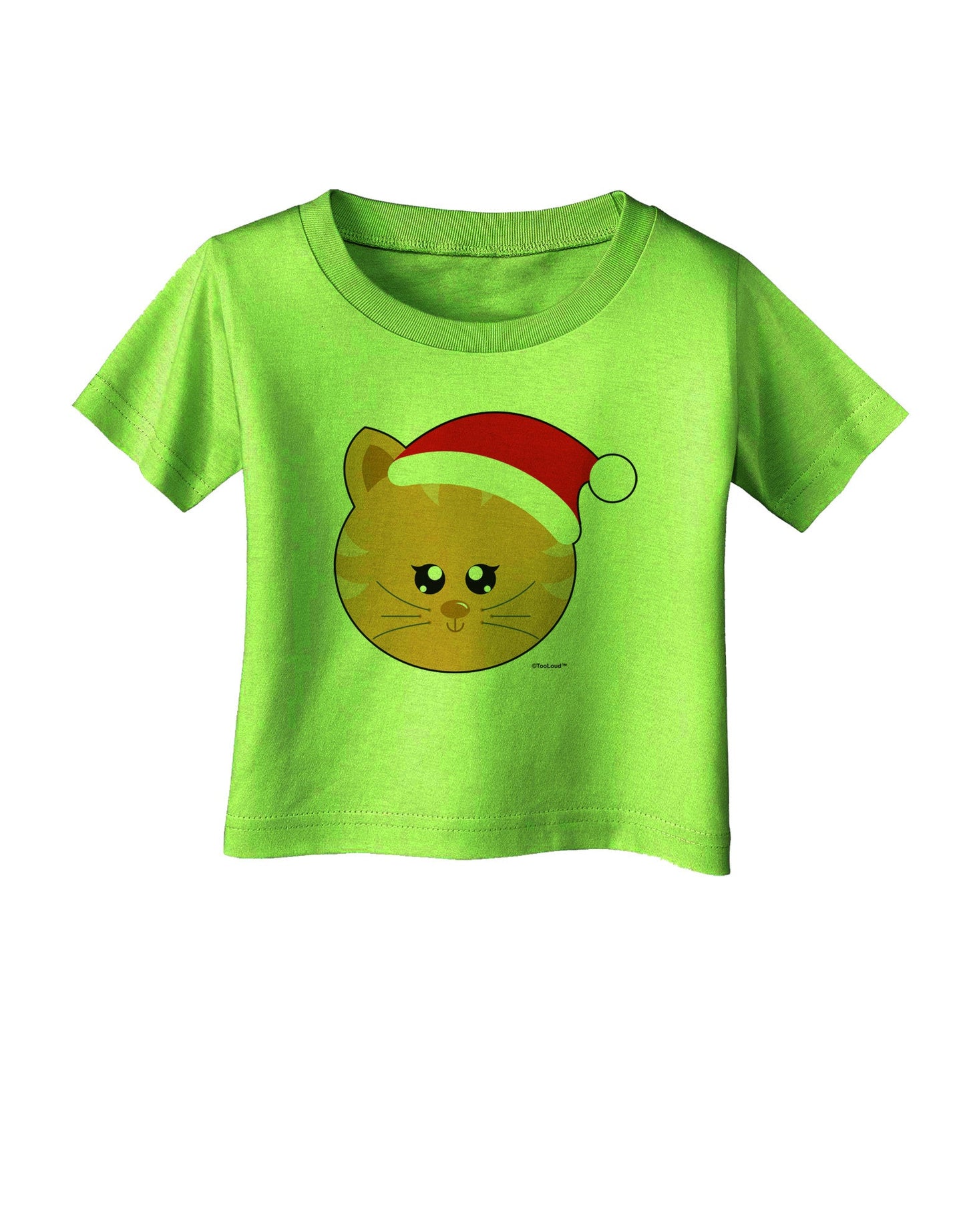 Cute Christmas Cat Santa Hat Infant T-Shirt-Infant T-Shirt-TooLoud-Lime-Green-06-Months-Davson Sales