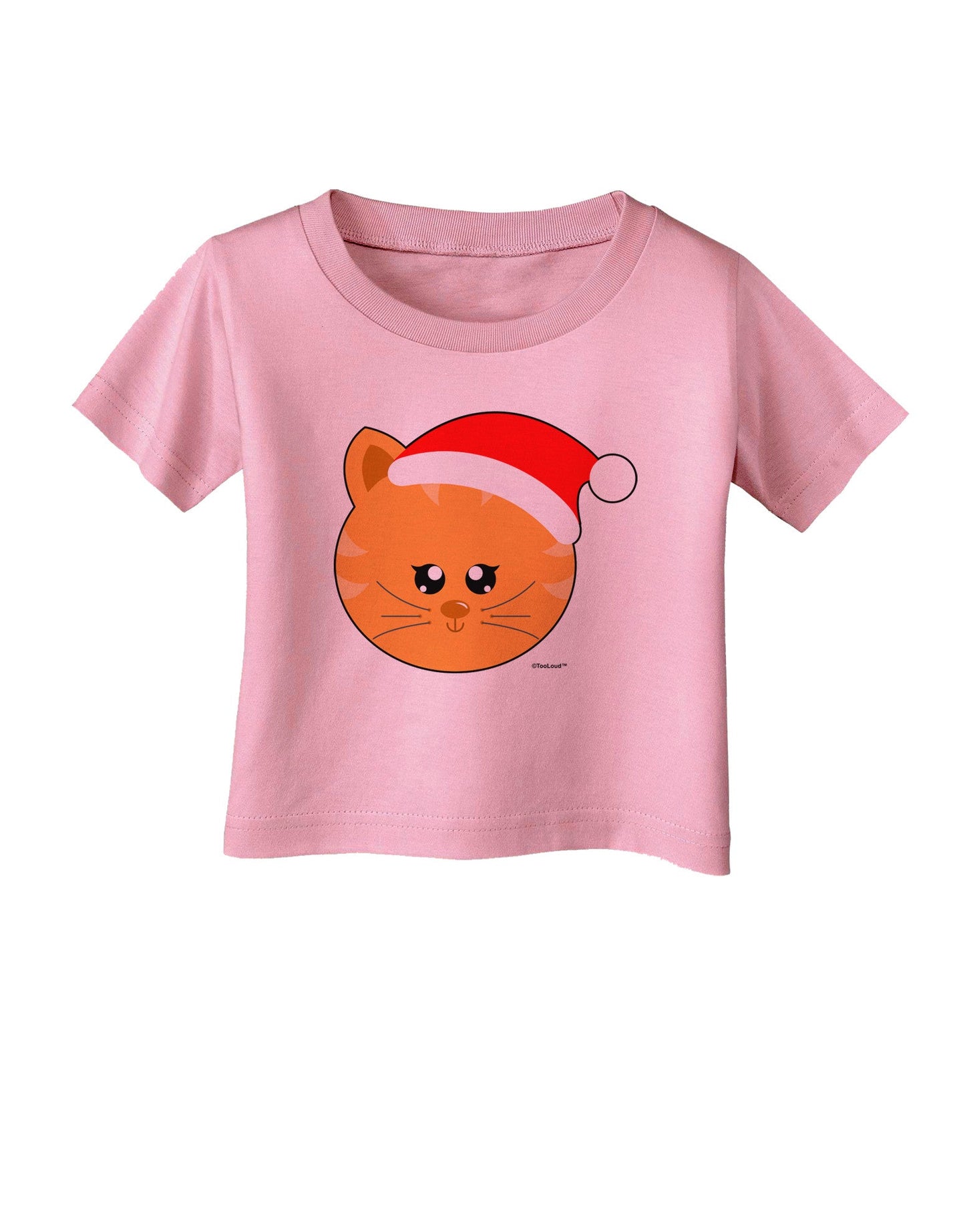 Cute Christmas Cat Santa Hat Infant T-Shirt-Infant T-Shirt-TooLoud-Candy-Pink-06-Months-Davson Sales