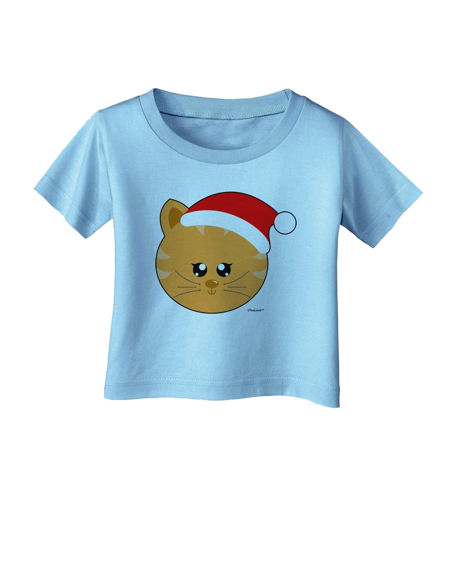 Cute Christmas Cat Santa Hat Infant T-Shirt-Infant T-Shirt-TooLoud-Aquatic-Blue-06-Months-Davson Sales