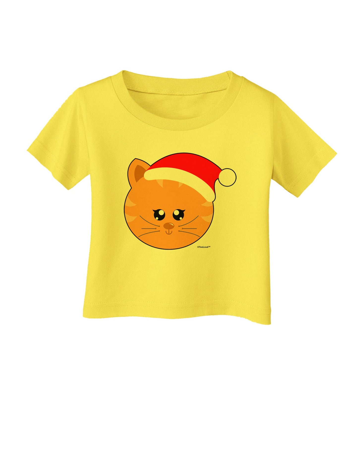 Cute Christmas Cat Santa Hat Infant T-Shirt-Infant T-Shirt-TooLoud-Yellow-06-Months-Davson Sales