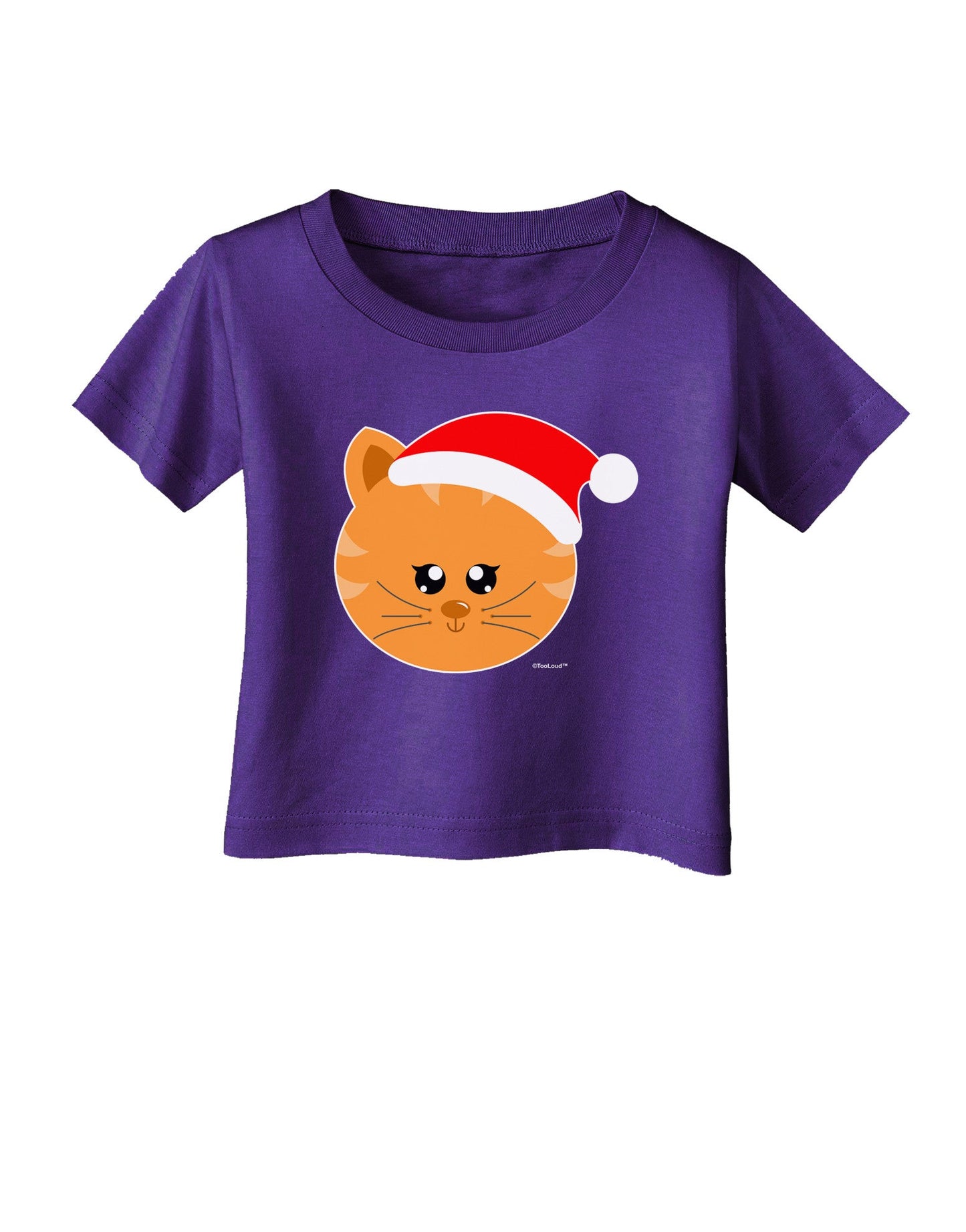 Cute Christmas Cat Santa Hat Infant T-Shirt Dark-Infant T-Shirt-TooLoud-Purple-06-Months-Davson Sales