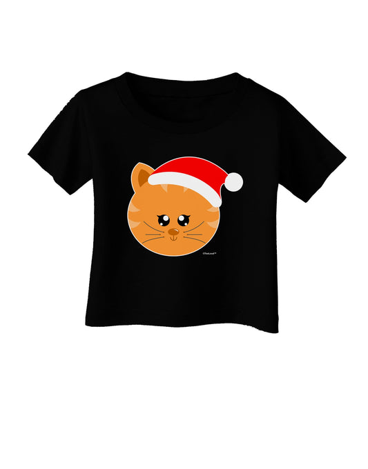 Cute Christmas Cat Santa Hat Infant T-Shirt Dark-Infant T-Shirt-TooLoud-Black-06-Months-Davson Sales