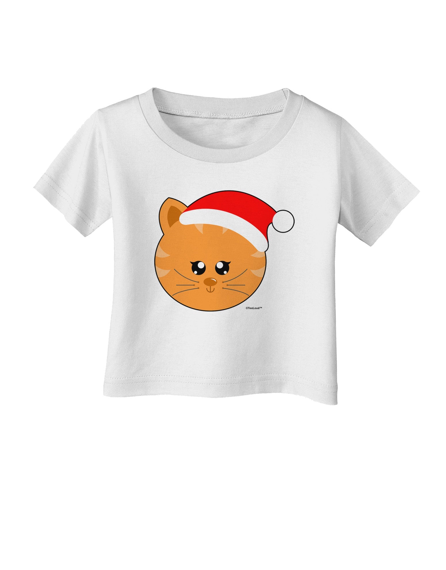 Cute Christmas Cat Santa Hat Infant T-Shirt-Infant T-Shirt-TooLoud-White-06-Months-Davson Sales