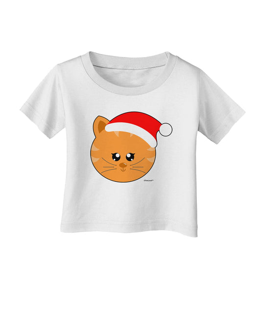 Cute Christmas Cat Santa Hat Infant T-Shirt-Infant T-Shirt-TooLoud-White-06-Months-Davson Sales