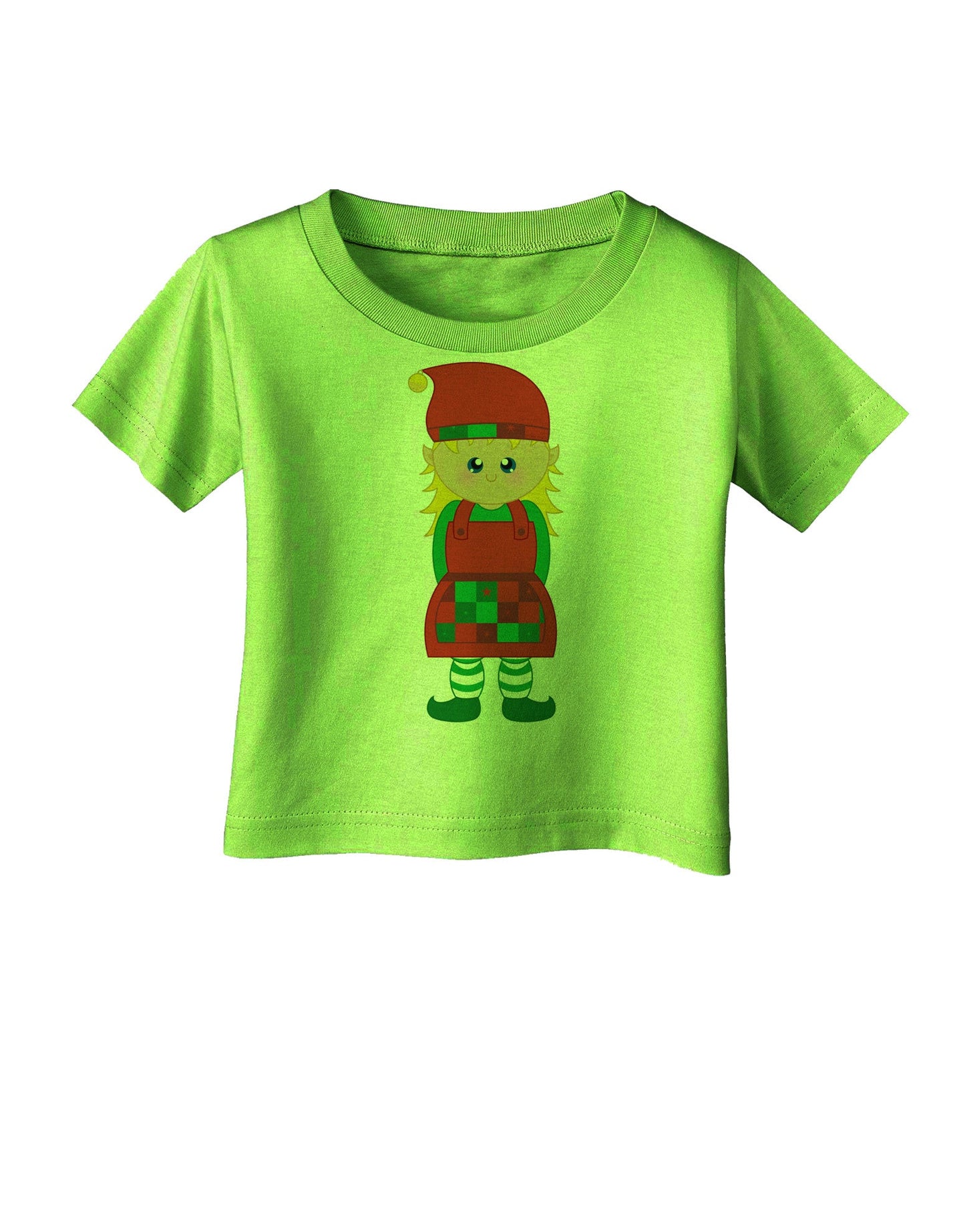 Cute Christmas Elf Girl Infant T-Shirt-Infant T-Shirt-TooLoud-Lime-Green-06-Months-Davson Sales