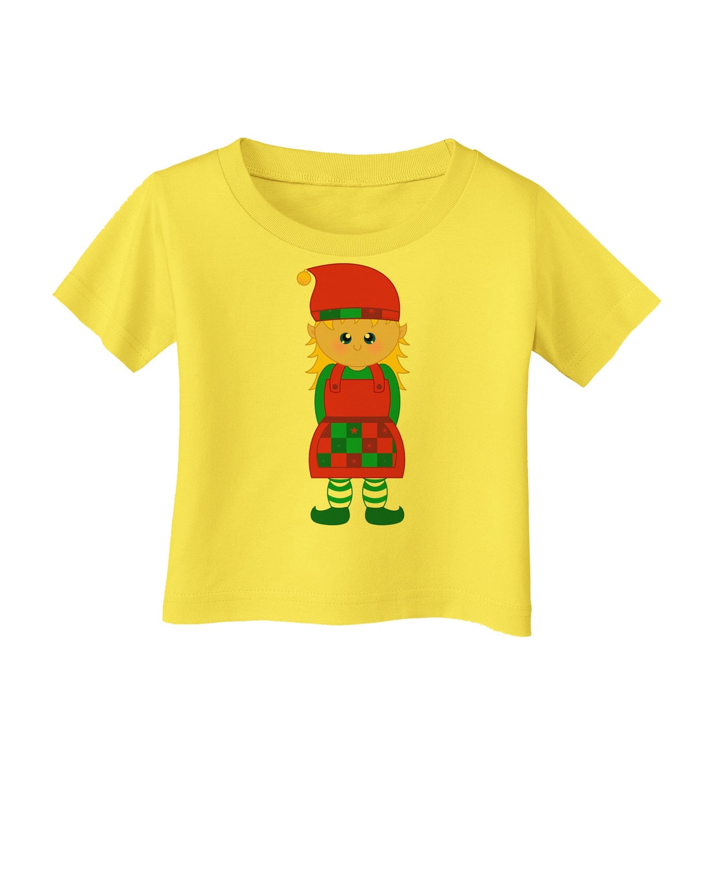 Cute Christmas Elf Girl Infant T-Shirt-Infant T-Shirt-TooLoud-Yellow-06-Months-Davson Sales