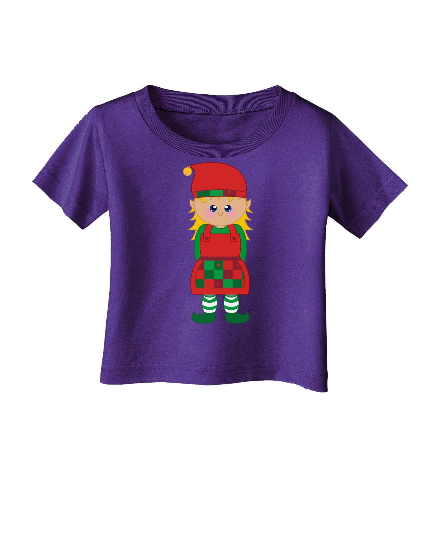 Cute Christmas Elf Girl Infant T-Shirt Dark-Infant T-Shirt-TooLoud-Purple-06-Months-Davson Sales