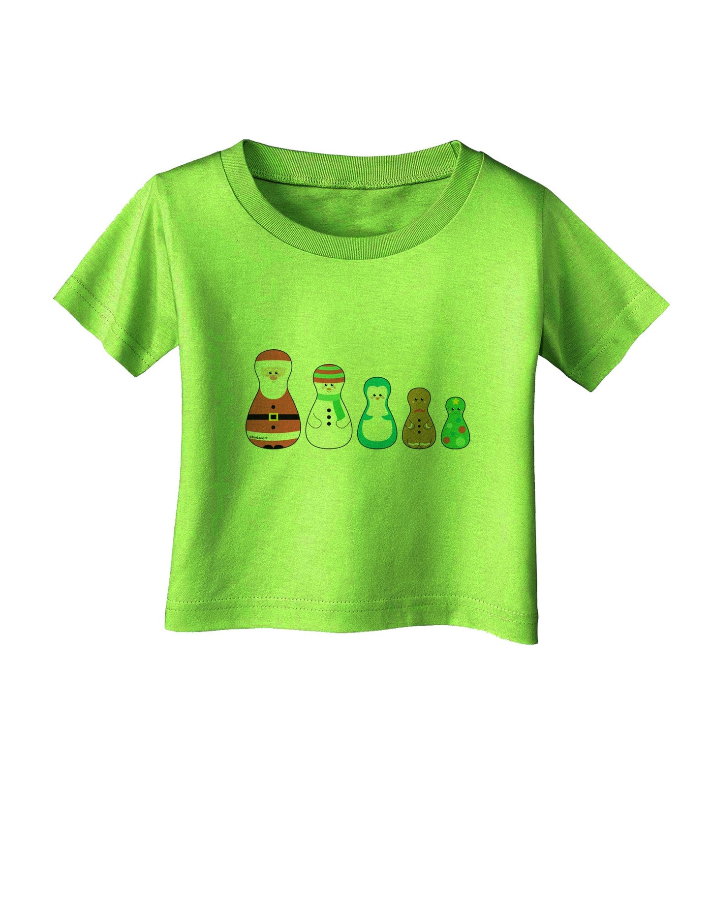 Cute Christmas Matryoshka Nesting Dolls Infant T-Shirt-Infant T-Shirt-TooLoud-Lime-Green-06-Months-Davson Sales