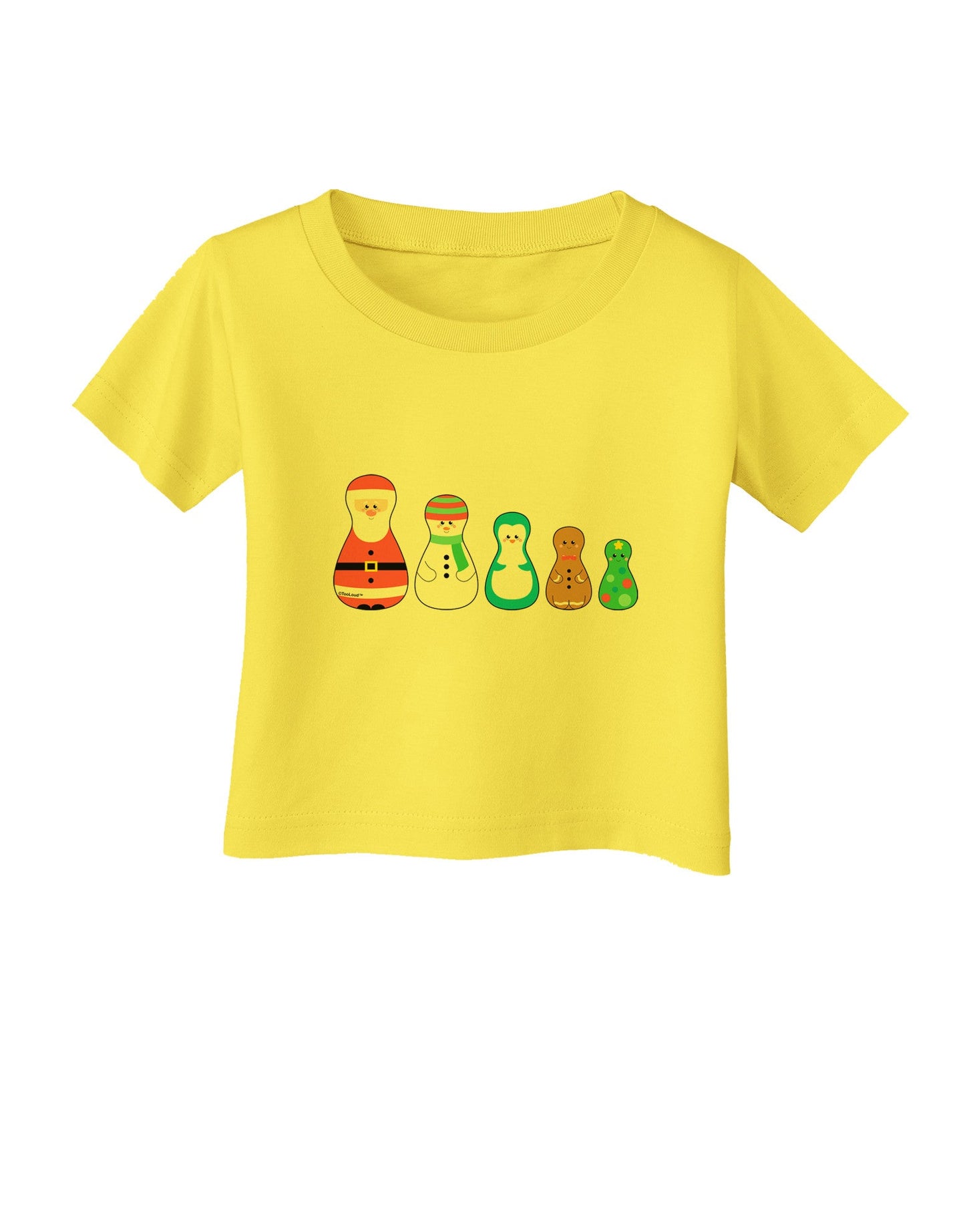 Cute Christmas Matryoshka Nesting Dolls Infant T-Shirt-Infant T-Shirt-TooLoud-Yellow-06-Months-Davson Sales