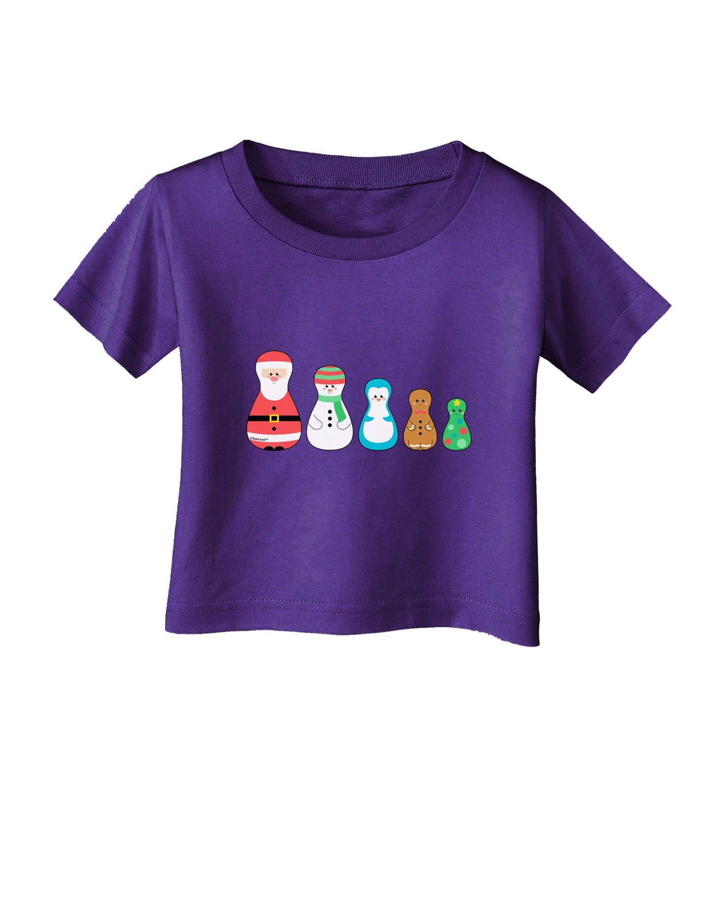 Cute Christmas Matryoshka Nesting Dolls Infant T-Shirt Dark-Infant T-Shirt-TooLoud-Purple-06-Months-Davson Sales