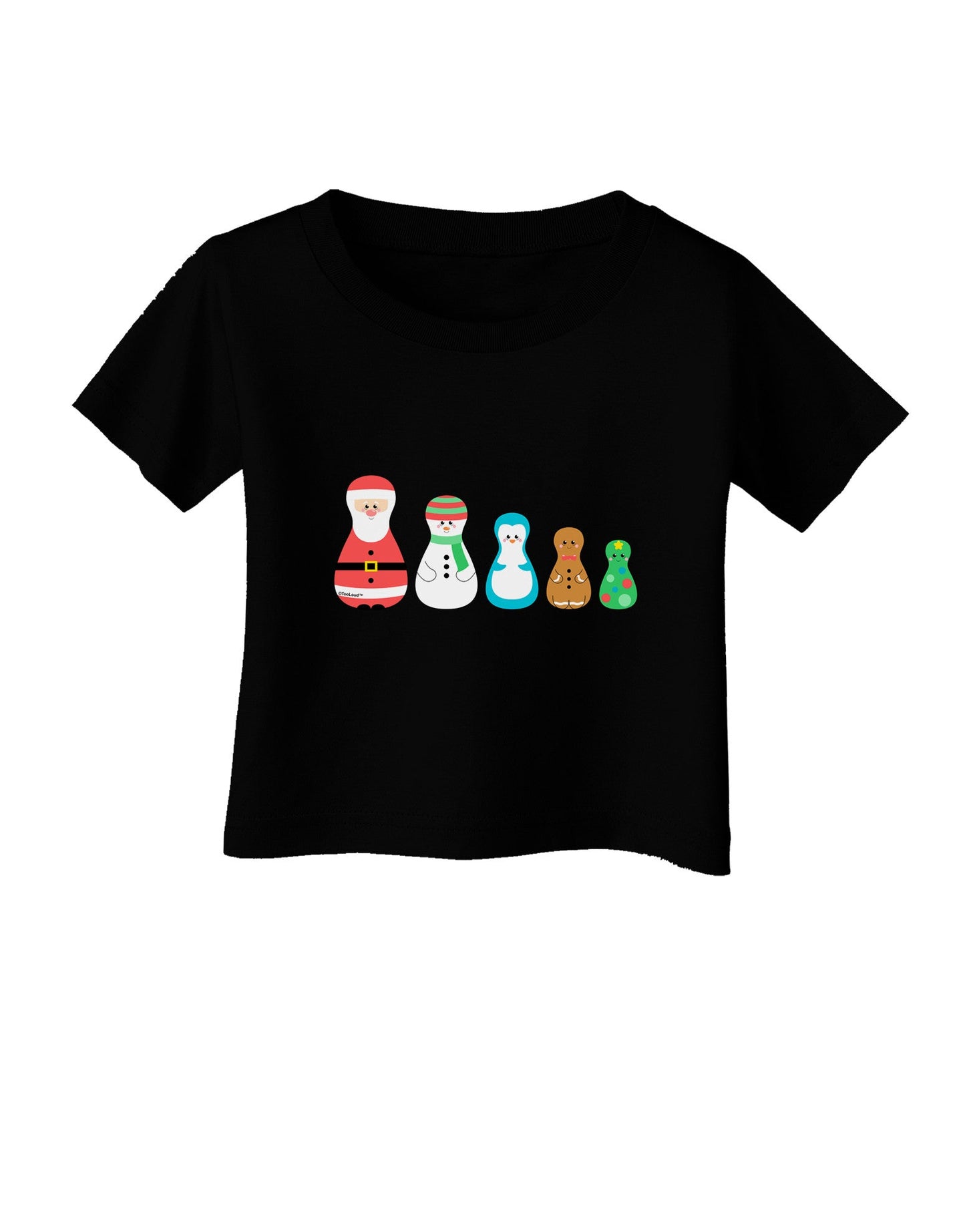 Cute Christmas Matryoshka Nesting Dolls Infant T-Shirt Dark-Infant T-Shirt-TooLoud-Black-06-Months-Davson Sales
