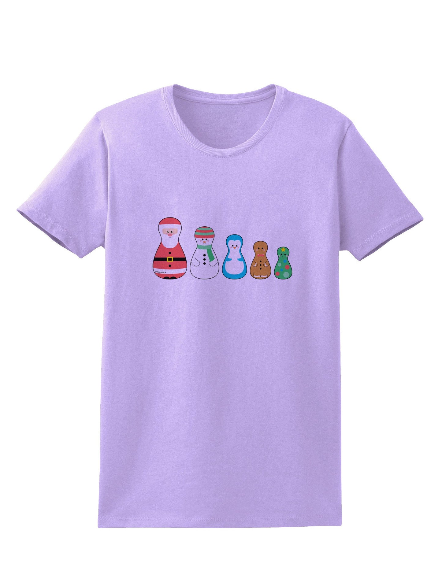 Cute Christmas Matryoshka Nesting Dolls Womens T-Shirt-Womens T-Shirt-TooLoud-Lavender-X-Small-Davson Sales