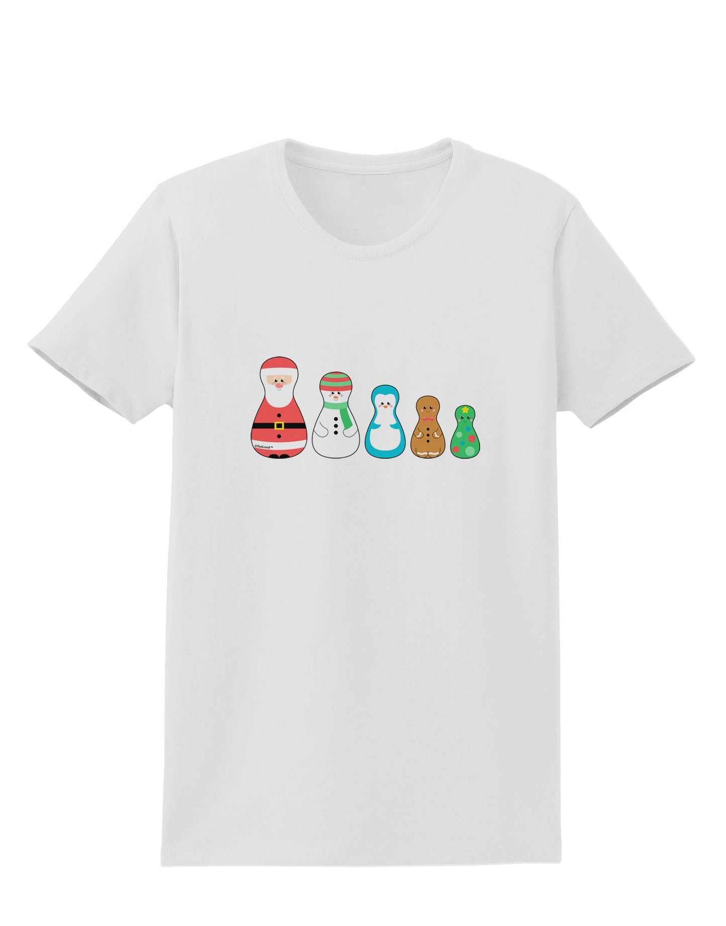 Cute Christmas Matryoshka Nesting Dolls Womens T-Shirt-Womens T-Shirt-TooLoud-White-X-Small-Davson Sales
