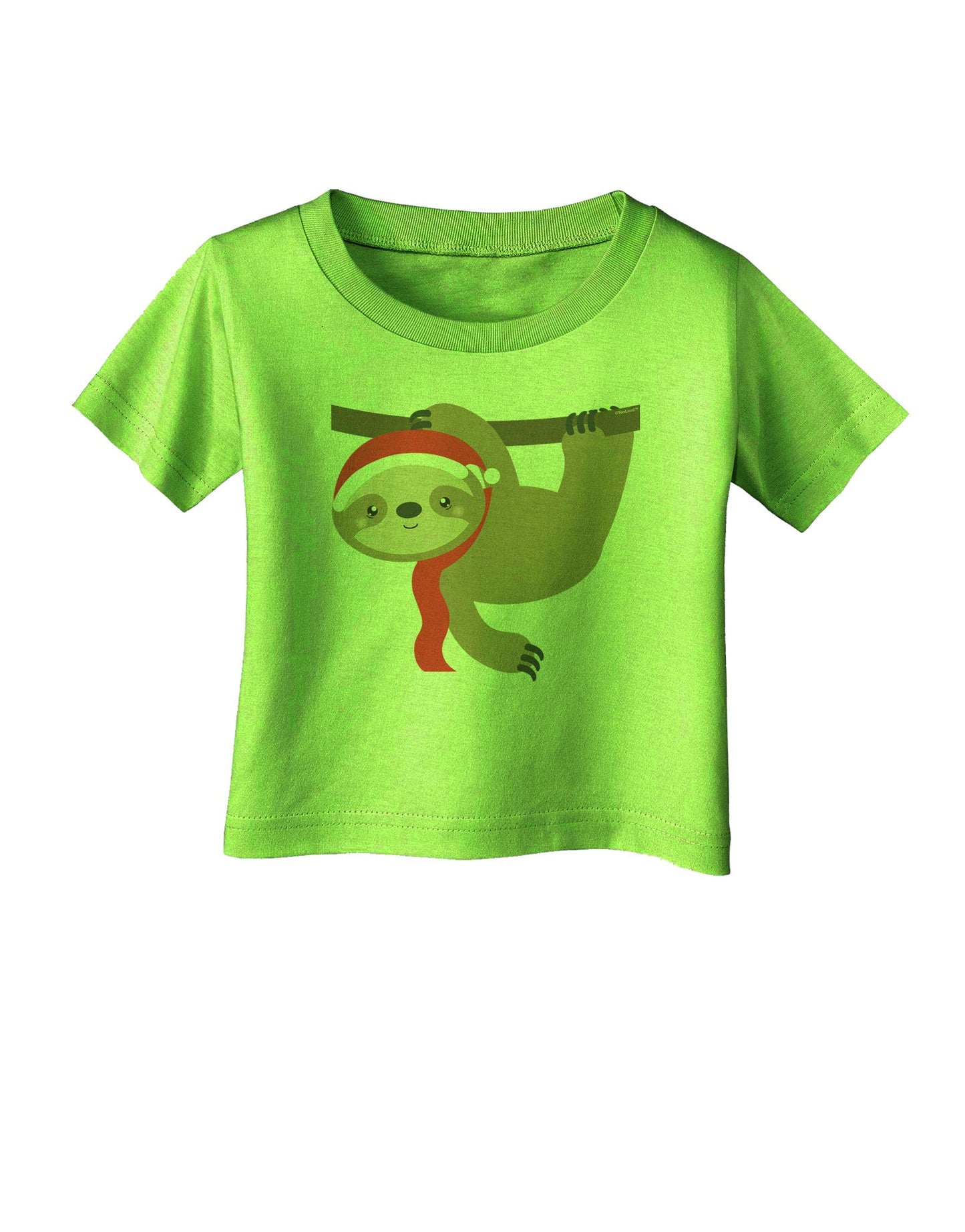 Cute Christmas Sloth with Santa Hat Infant T-Shirt-Infant T-Shirt-TooLoud-Lime-Green-06-Months-Davson Sales