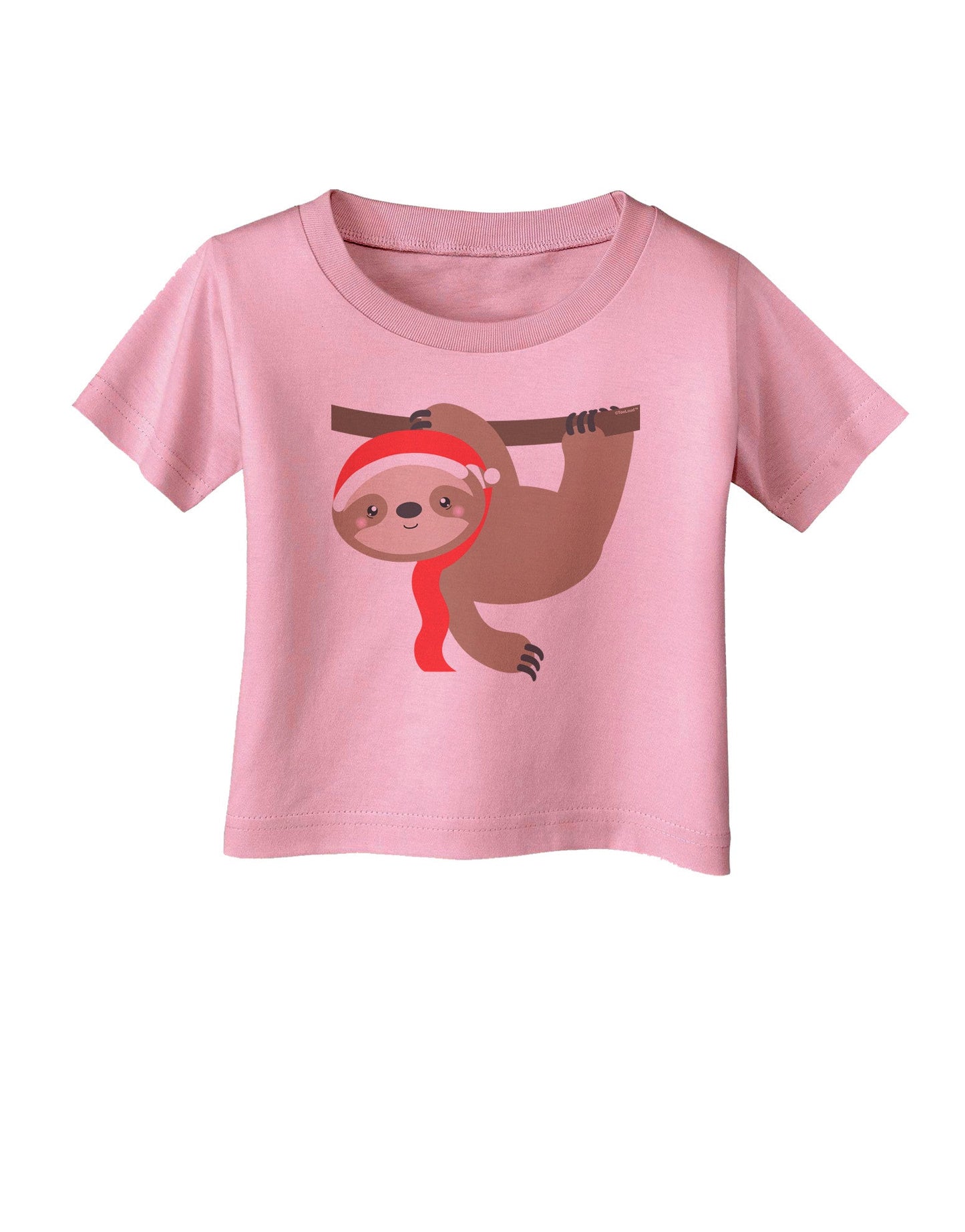 Cute Christmas Sloth with Santa Hat Infant T-Shirt-Infant T-Shirt-TooLoud-Candy-Pink-06-Months-Davson Sales