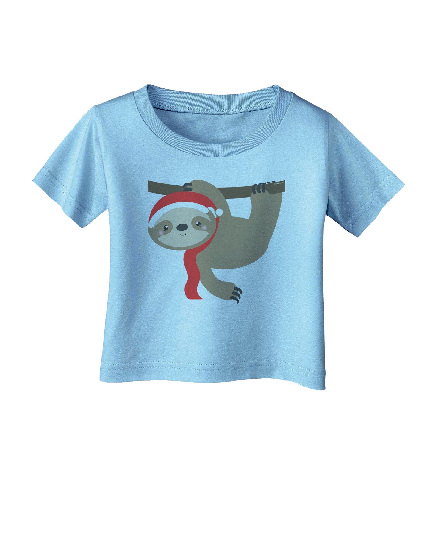 Cute Christmas Sloth with Santa Hat Infant T-Shirt-Infant T-Shirt-TooLoud-Aquatic-Blue-06-Months-Davson Sales