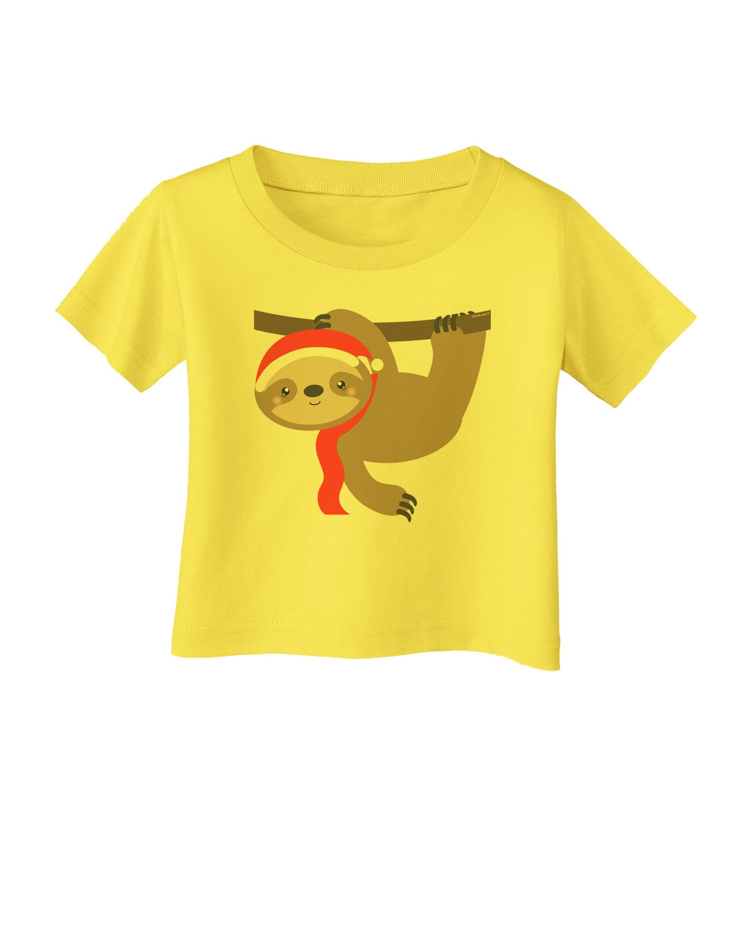Cute Christmas Sloth with Santa Hat Infant T-Shirt-Infant T-Shirt-TooLoud-Yellow-06-Months-Davson Sales