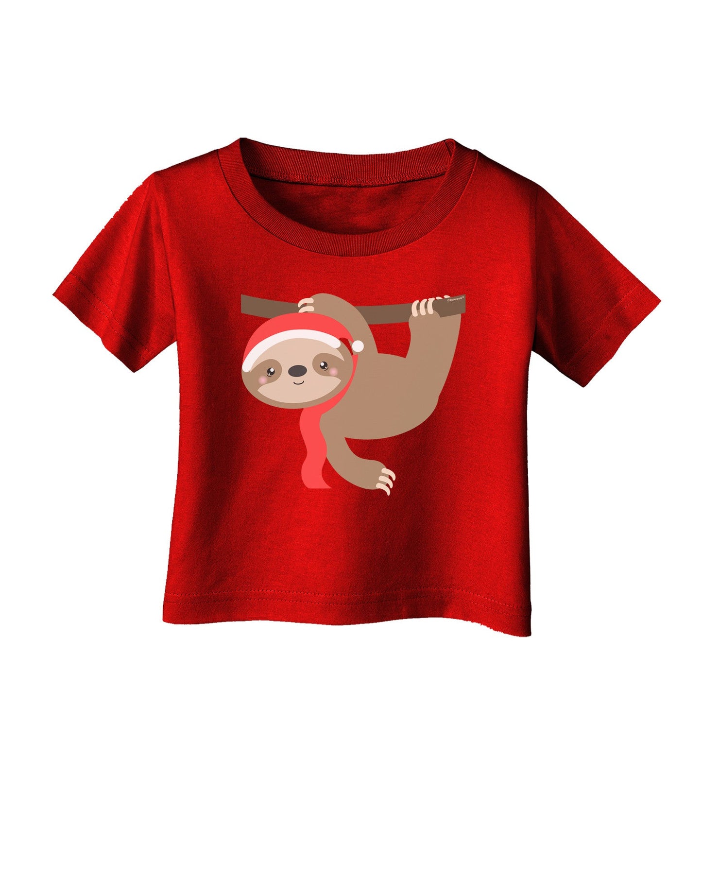 Cute Christmas Sloth with Santa Hat Infant T-Shirt Dark-Infant T-Shirt-TooLoud-Clover-Green-06-Months-Davson Sales