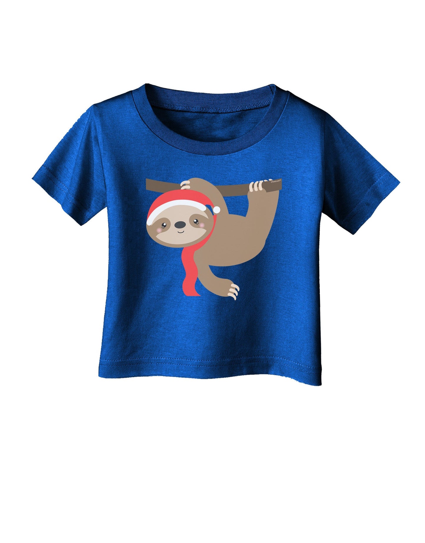 Cute Christmas Sloth with Santa Hat Infant T-Shirt Dark-Infant T-Shirt-TooLoud-Red-06-Months-Davson Sales