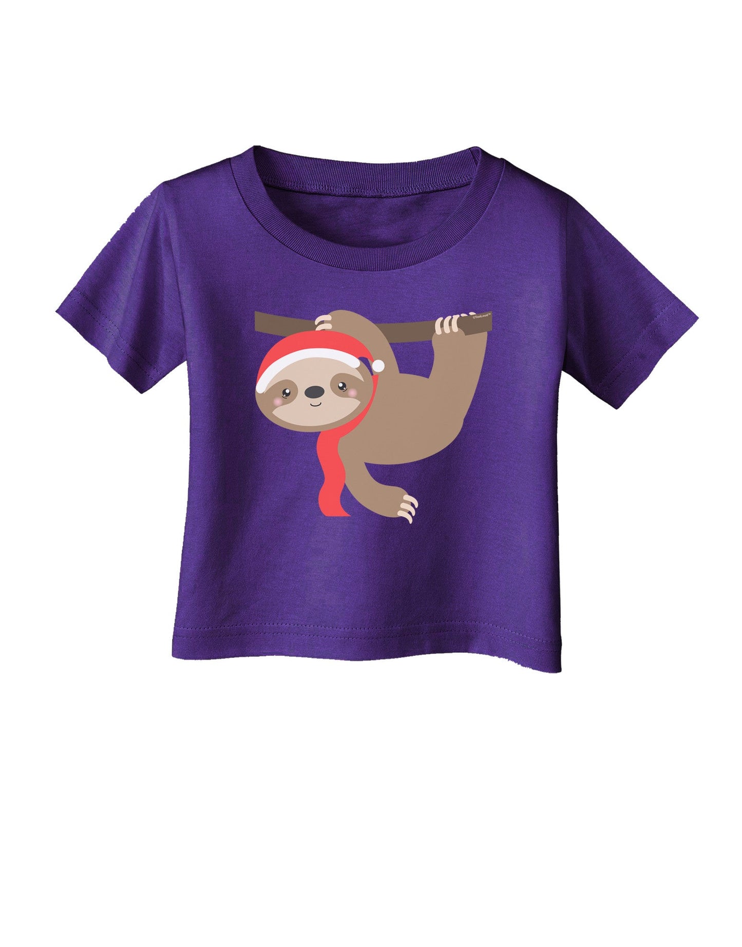 Cute Christmas Sloth with Santa Hat Infant T-Shirt Dark-Infant T-Shirt-TooLoud-Purple-06-Months-Davson Sales