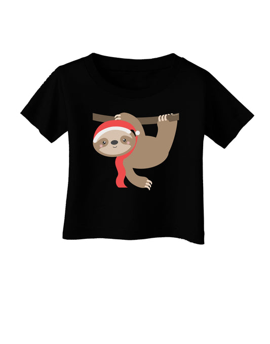 Cute Christmas Sloth with Santa Hat Infant T-Shirt Dark-Infant T-Shirt-TooLoud-Black-06-Months-Davson Sales