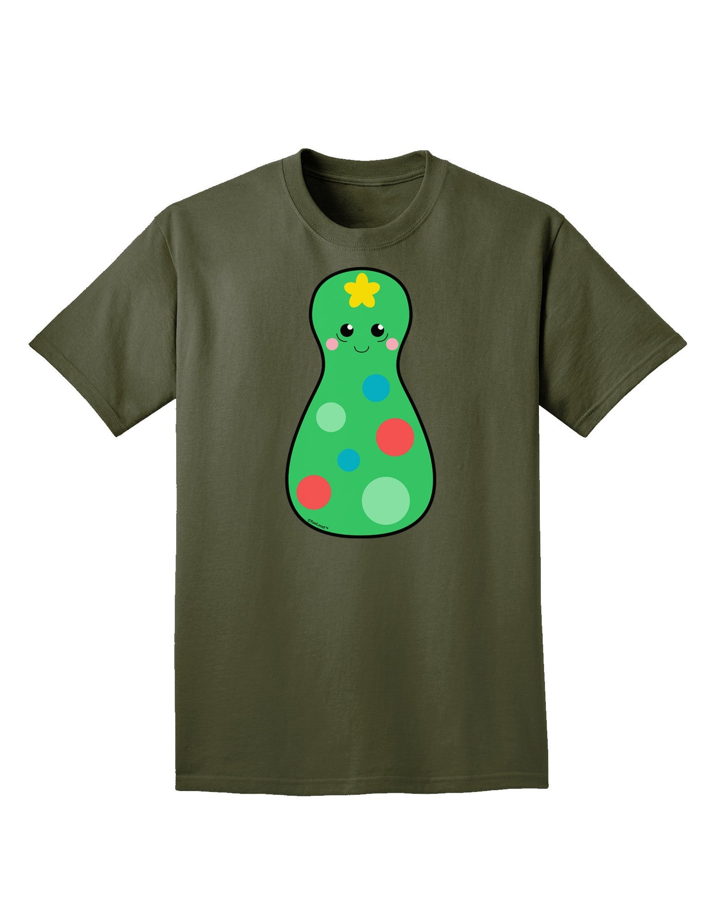 Cute Christmas Tree Matryoshka Nesting Doll Adult Dark T-Shirt-Mens T-Shirt-TooLoud-Military-Green-Small-Davson Sales