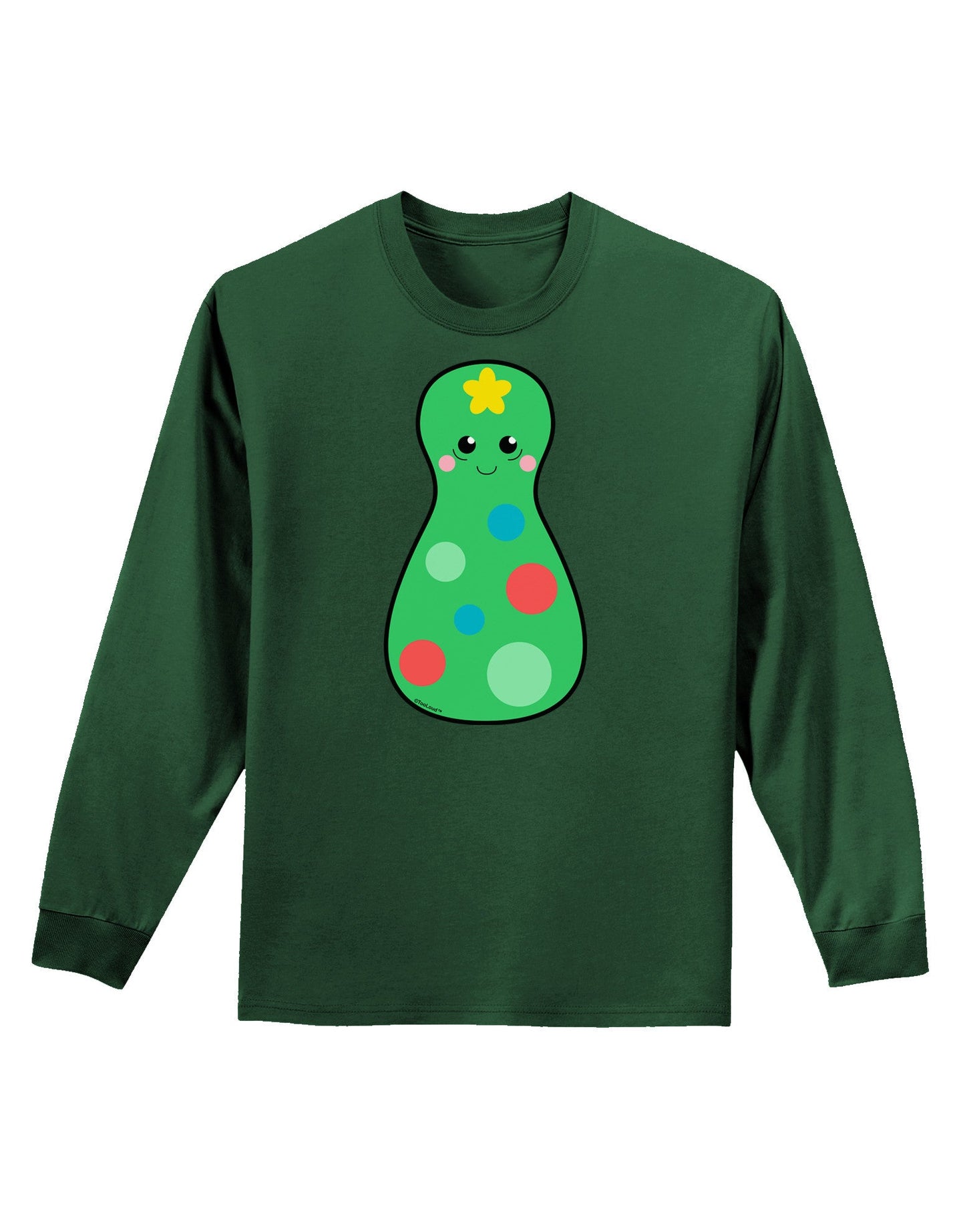 Cute Christmas Tree Matryoshka Nesting Doll Adult Long Sleeve Dark T-Shirt-TooLoud-Dark-Green-Small-Davson Sales