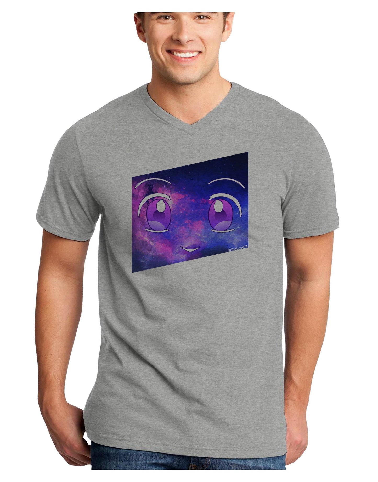 Cute Cosmic Eyes Adult V-Neck T-shirt-Mens V-Neck T-Shirt-TooLoud-HeatherGray-Small-Davson Sales