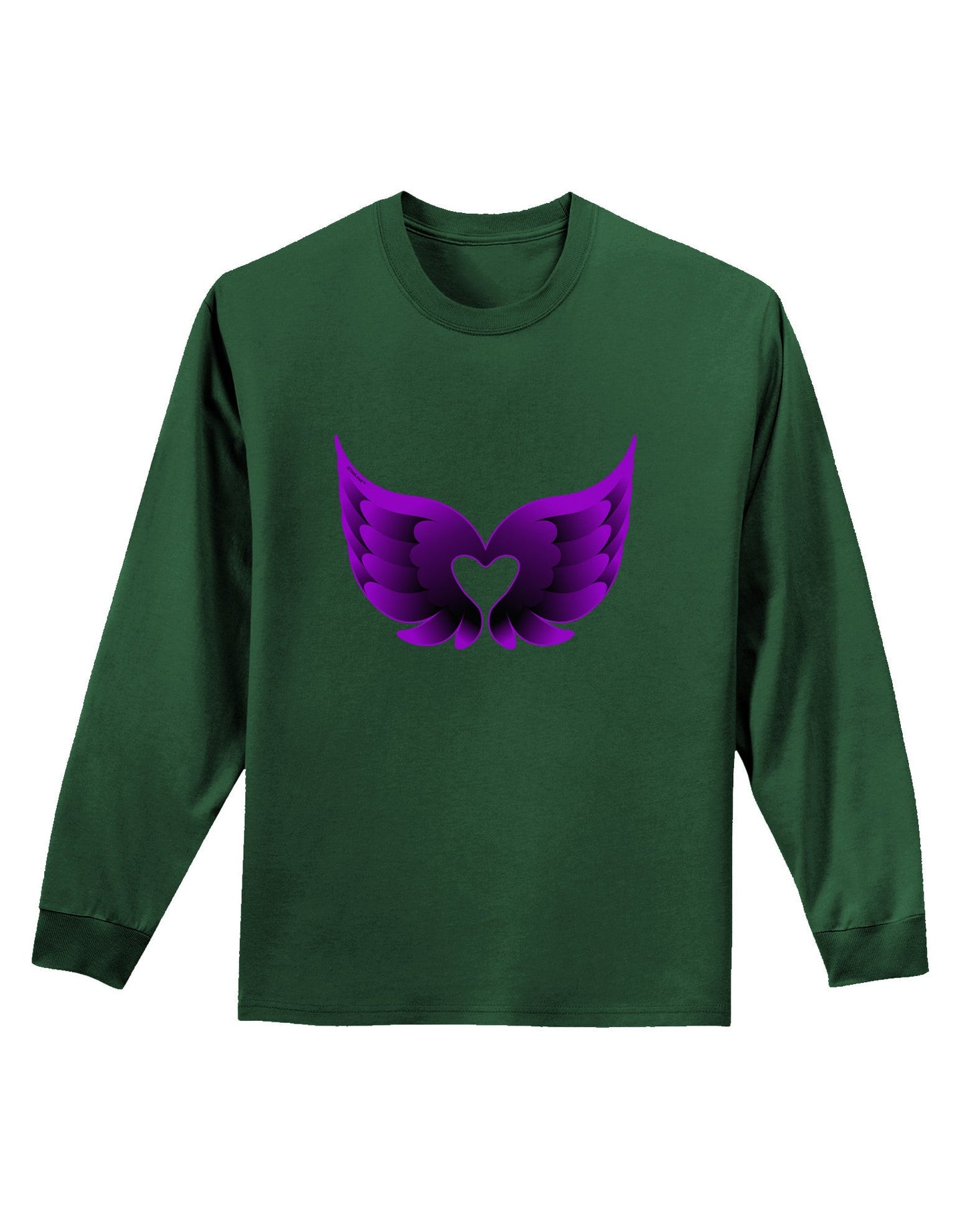 Cute Dark Angel Wings Black and Purple Heart Adult Long Sleeve Dark T-Shirt-TooLoud-Dark-Green-Small-Davson Sales