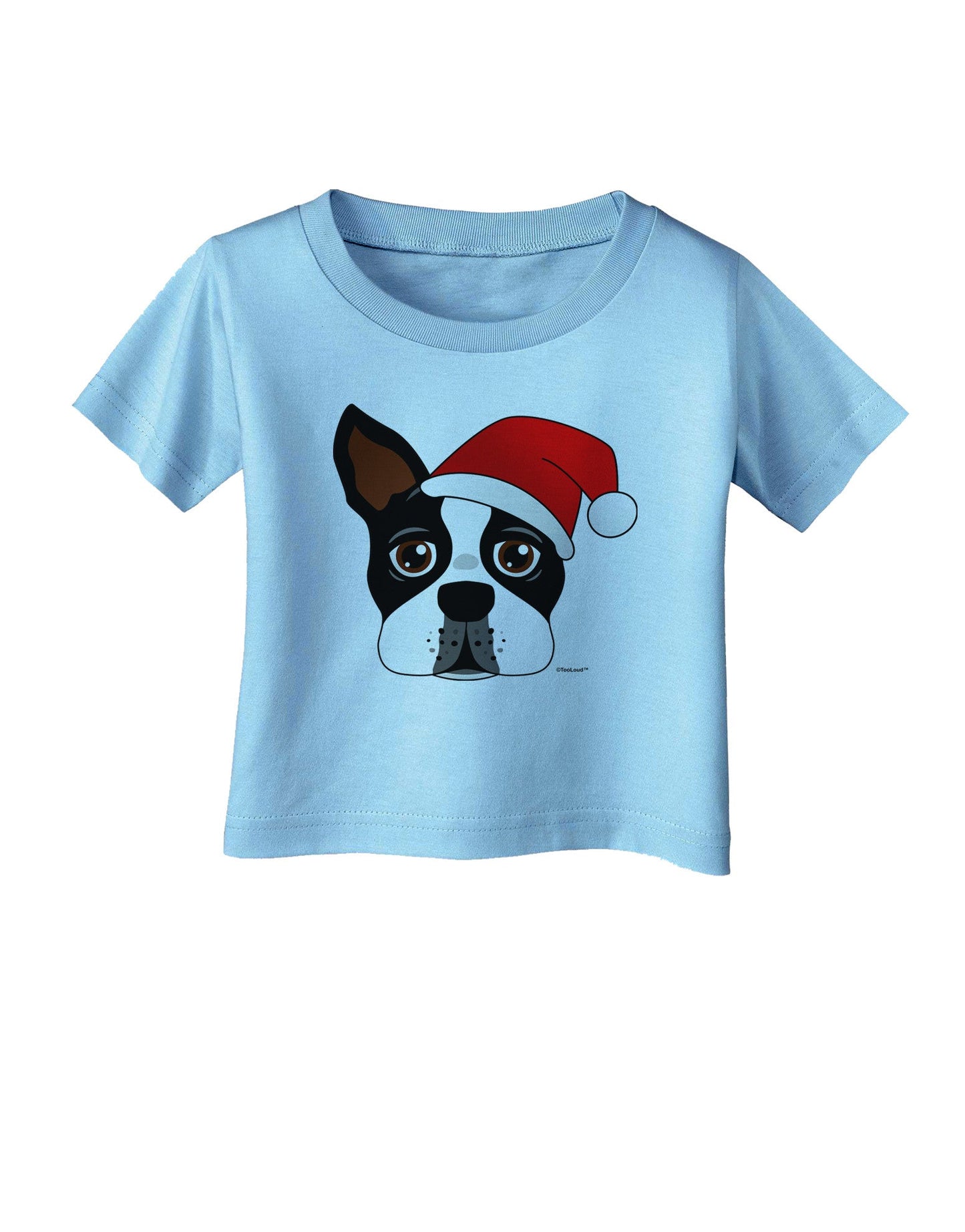 Cute Dog with Santa Hat - Christmas Infant T-Shirt-Infant T-Shirt-TooLoud-Aquatic-Blue-06-Months-Davson Sales