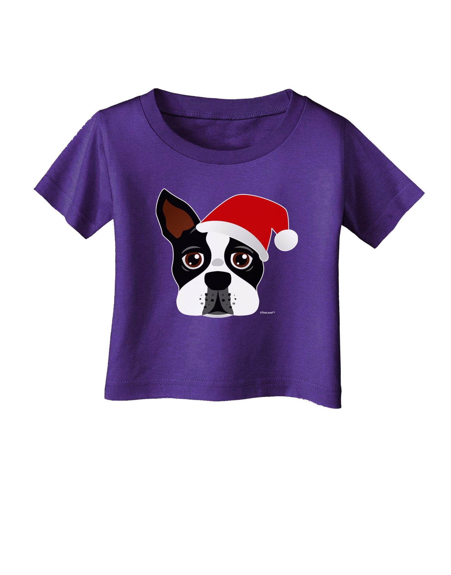Cute Dog with Santa Hat - Christmas Infant T-Shirt Dark-Infant T-Shirt-TooLoud-Purple-06-Months-Davson Sales